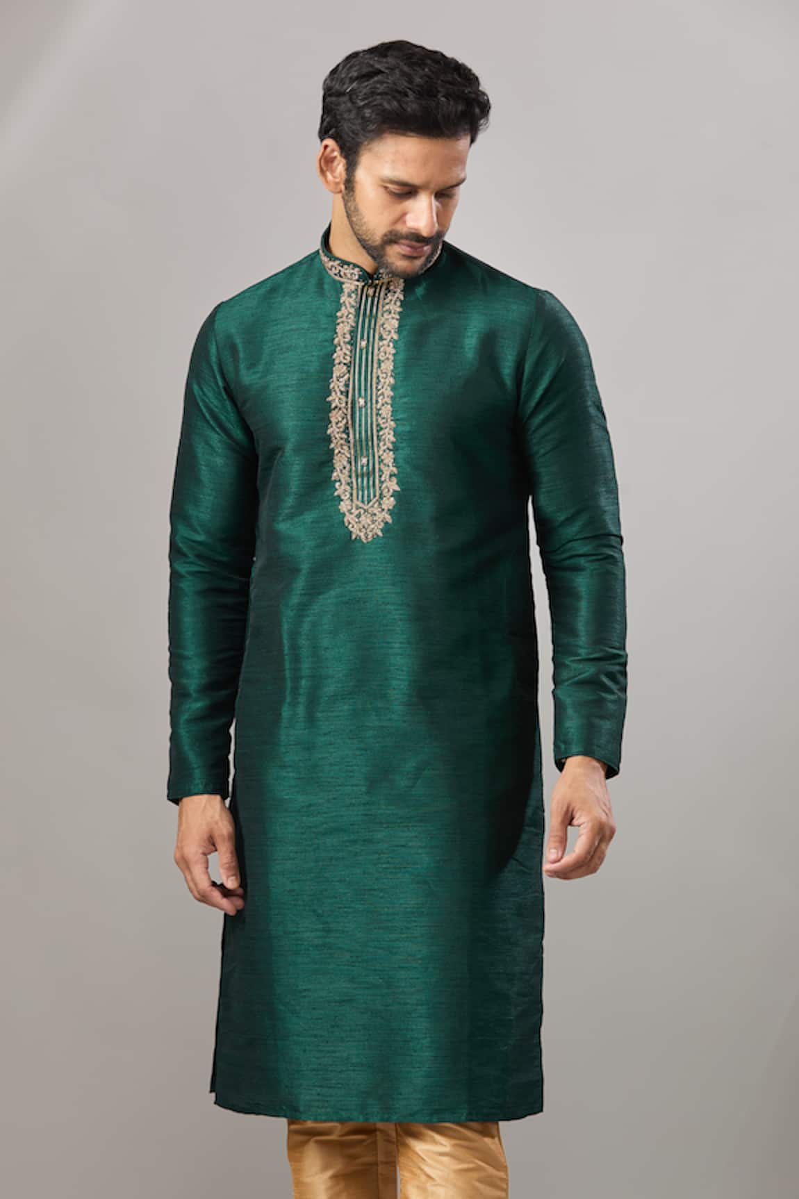 Arihant Rai Sinha Green Banarasi Art Silk Kurta 