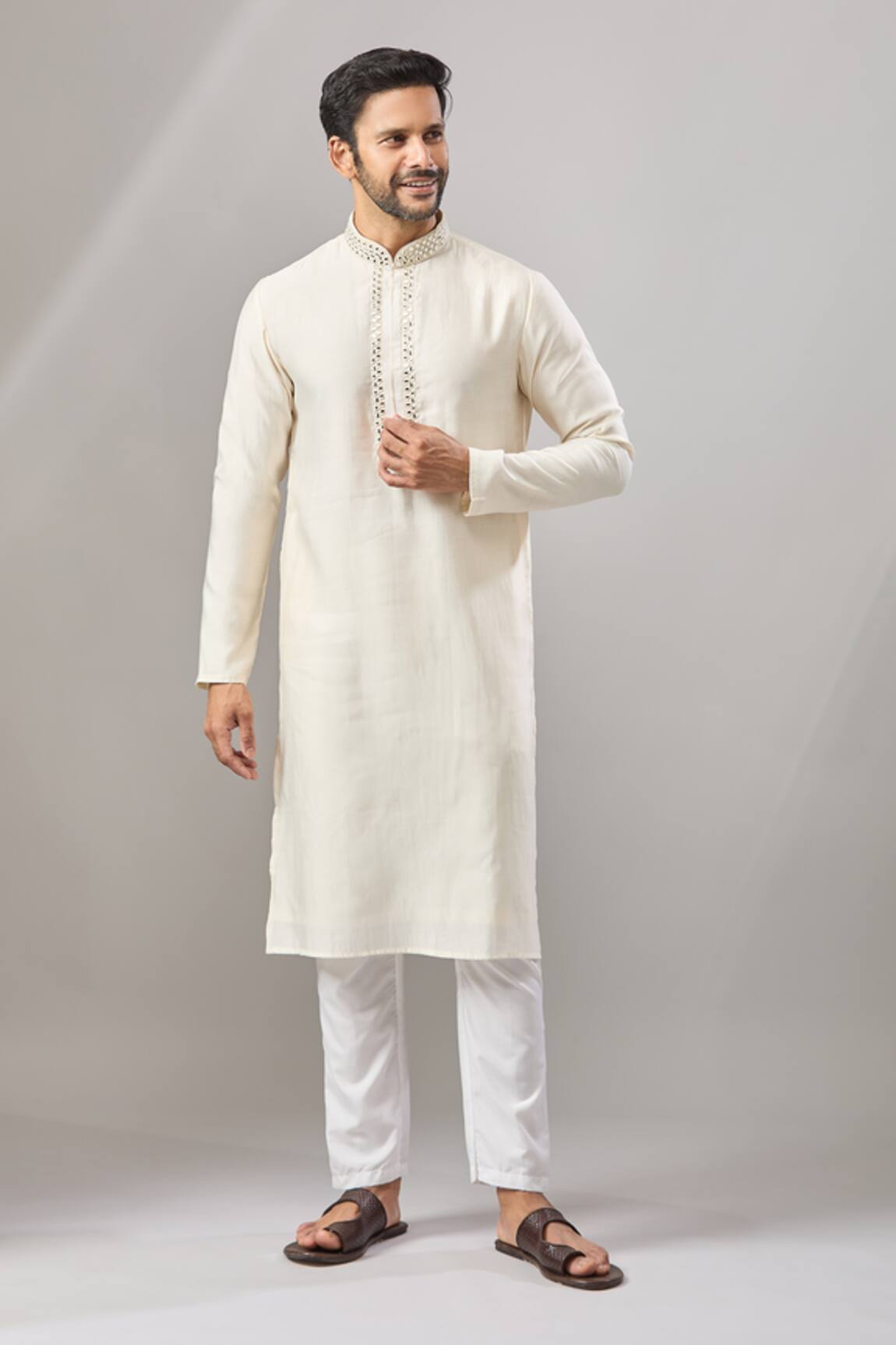 Arihant Rai Sinha Plain Banarasi Kurta Set 