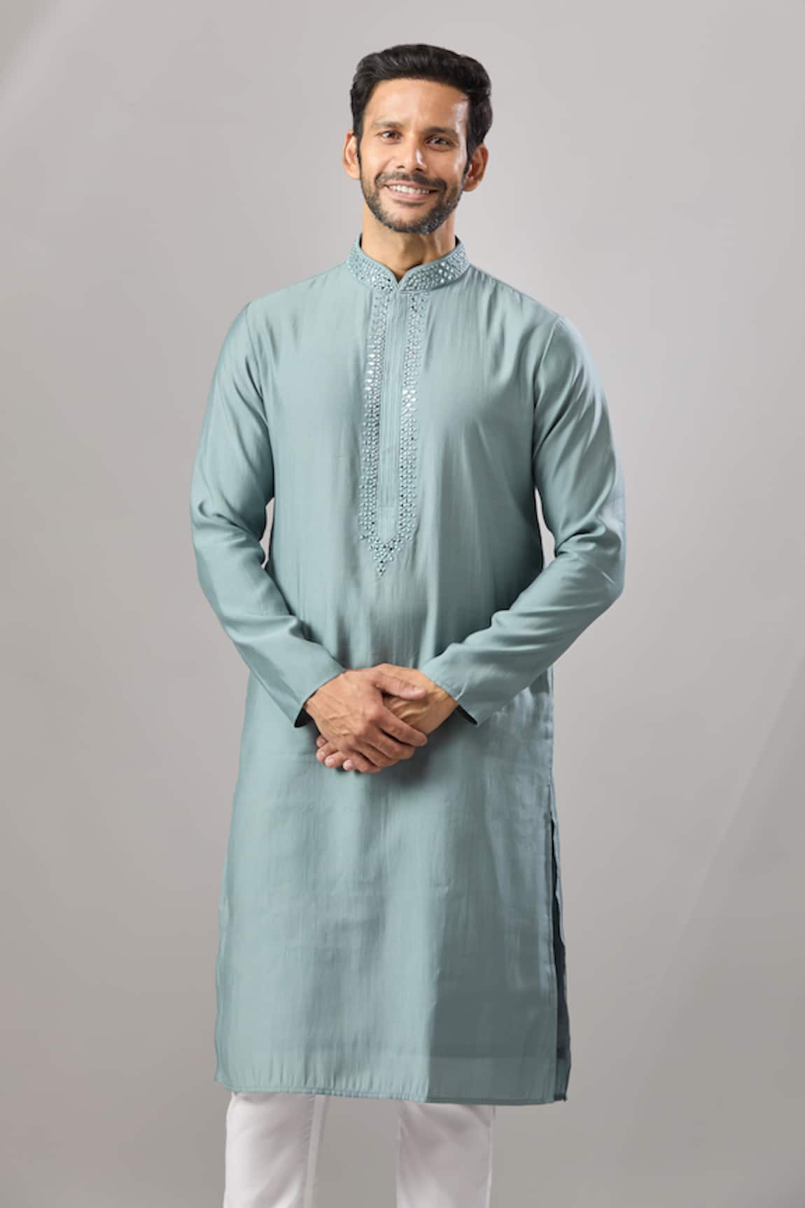 Arihant Rai Sinha Self Design Gray Banarasi Art Silk Kurta 