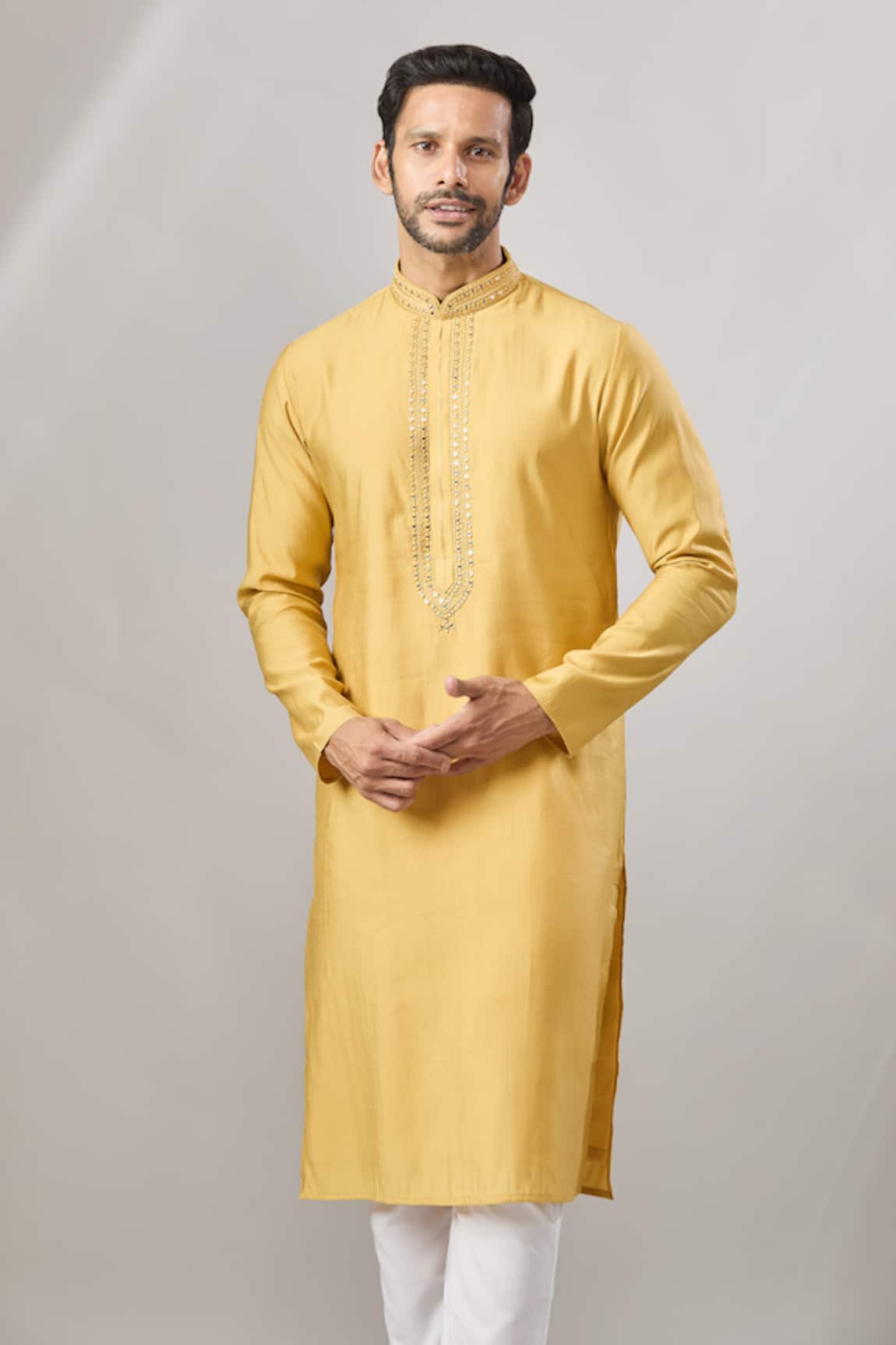 Arihant Rai Sinha Yellow Banarasi Art Silk Kurta 