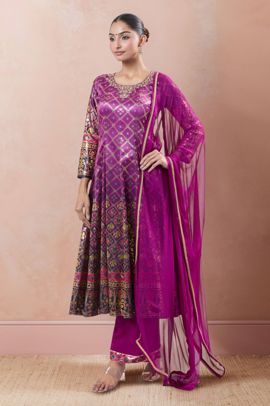 Samyukta Singhania Foil Digital Printed Anarkali Kurta Set 