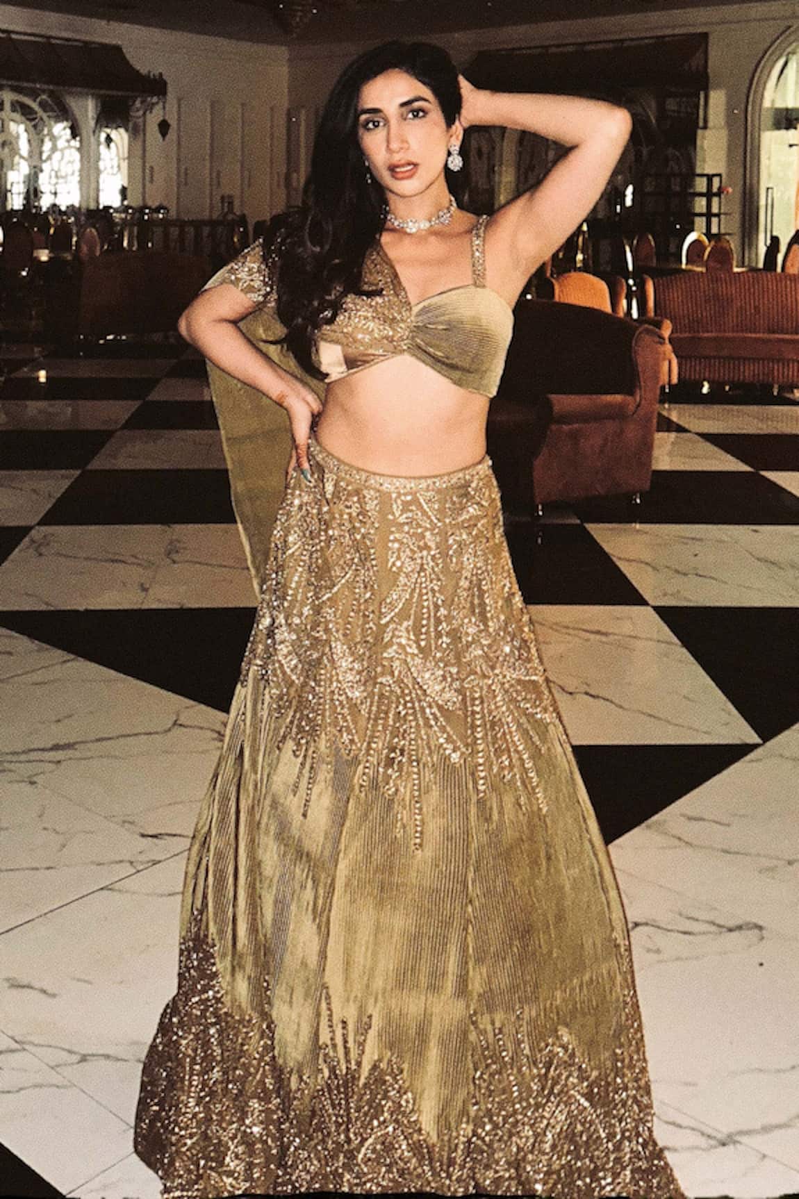 Reeti Arneja Butterfly Embroidered Blouse & Lehenga Set