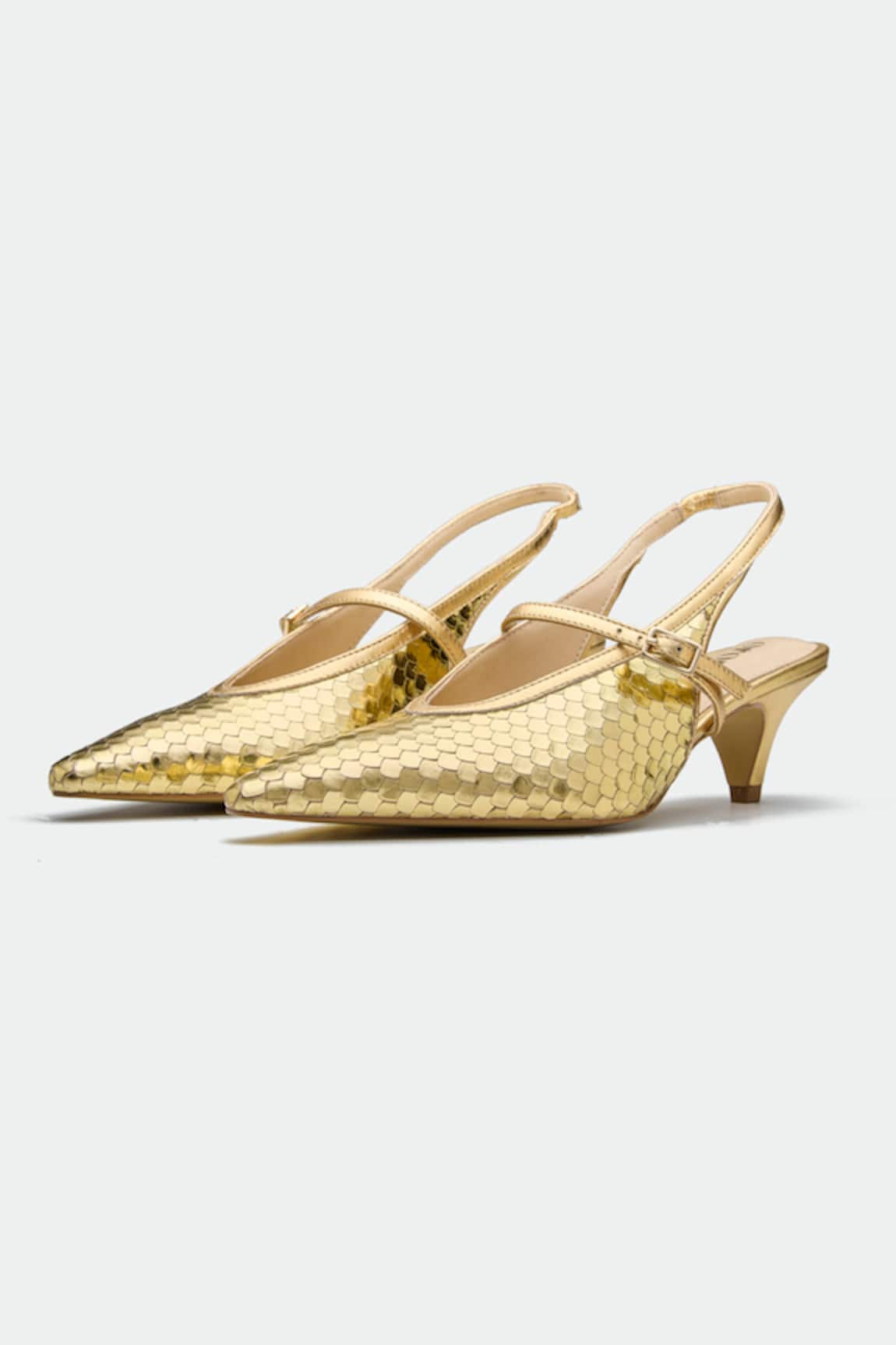 Oroh Gold Designer Slingback Heels