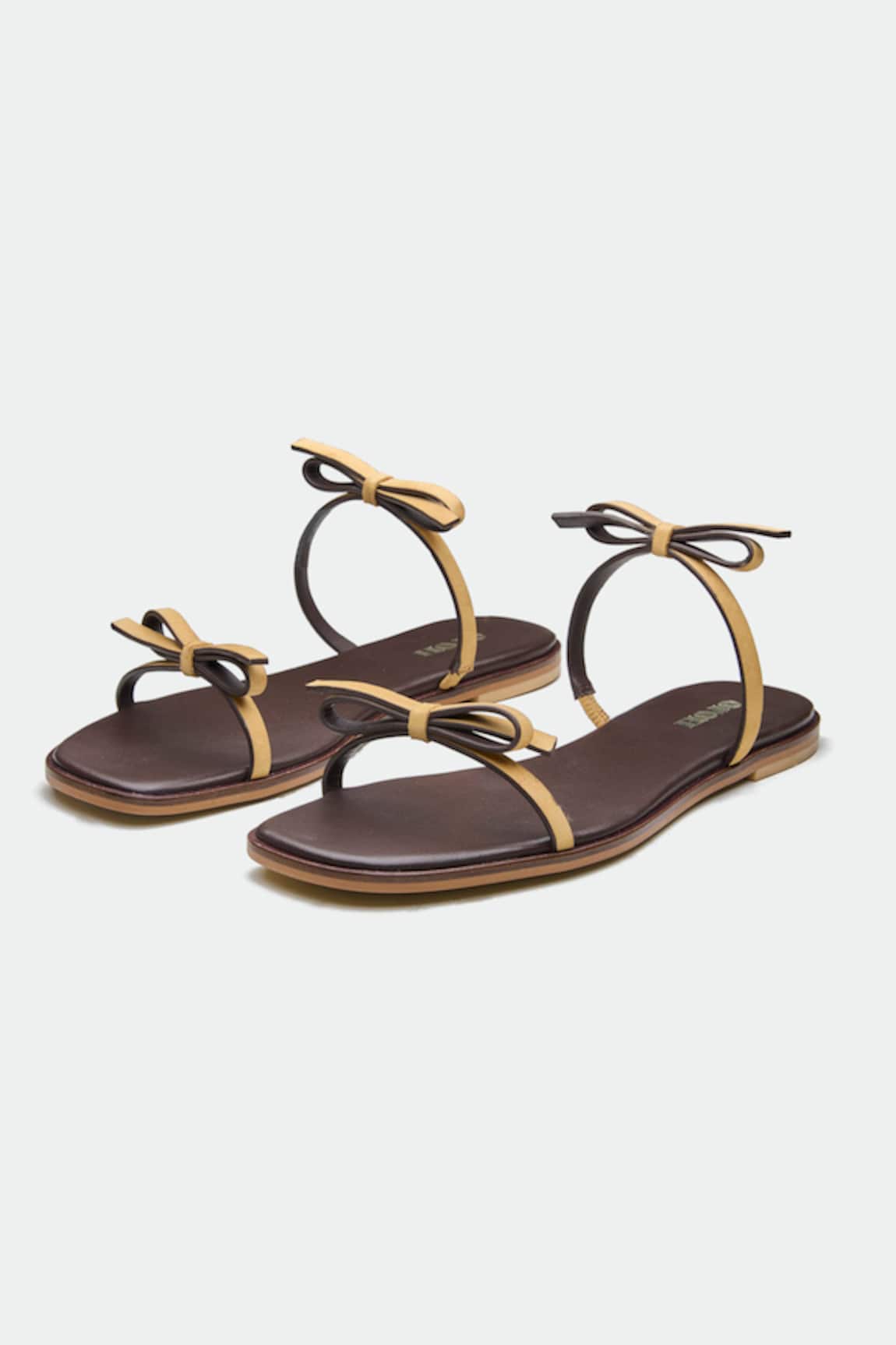 OROH Brown Designer Bow Flats 