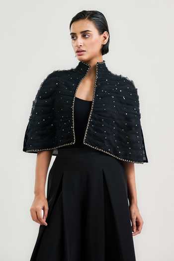 Tarun Tahiliani Mukaish Cape with High Collar