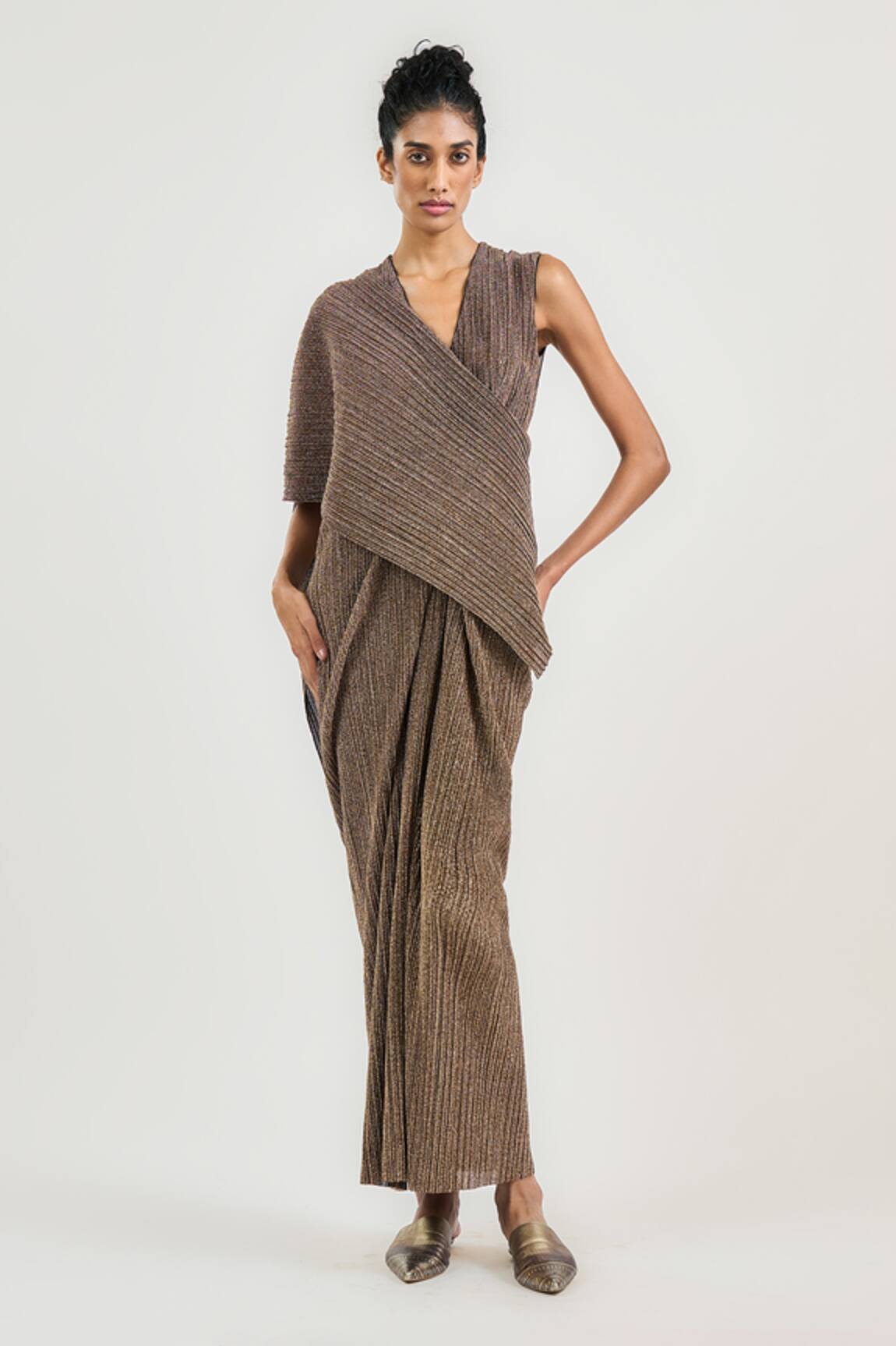 OTT Crinkle Draped Saree Gown 