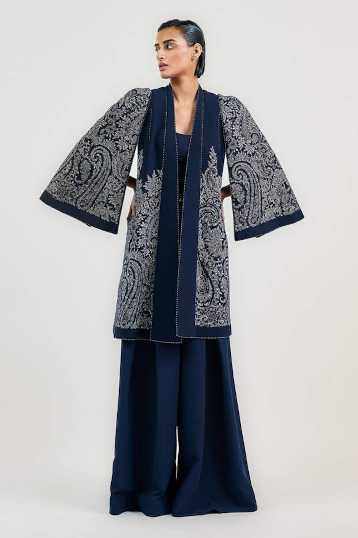 OTT Navy Blue Jamawar Jacket 