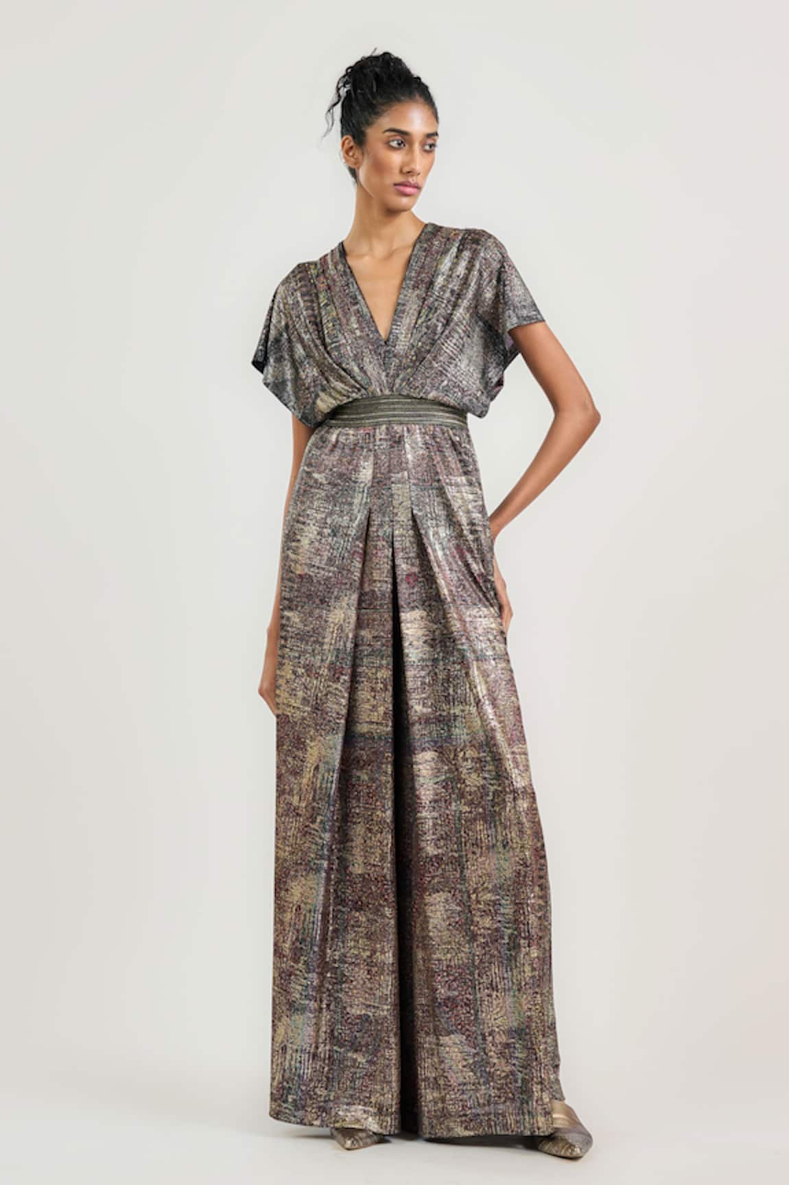 OTT Metallic Jamawar Jumpsuit 