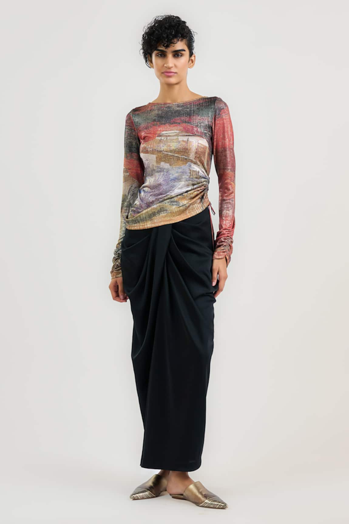 Ott Draped Satin Skirt 