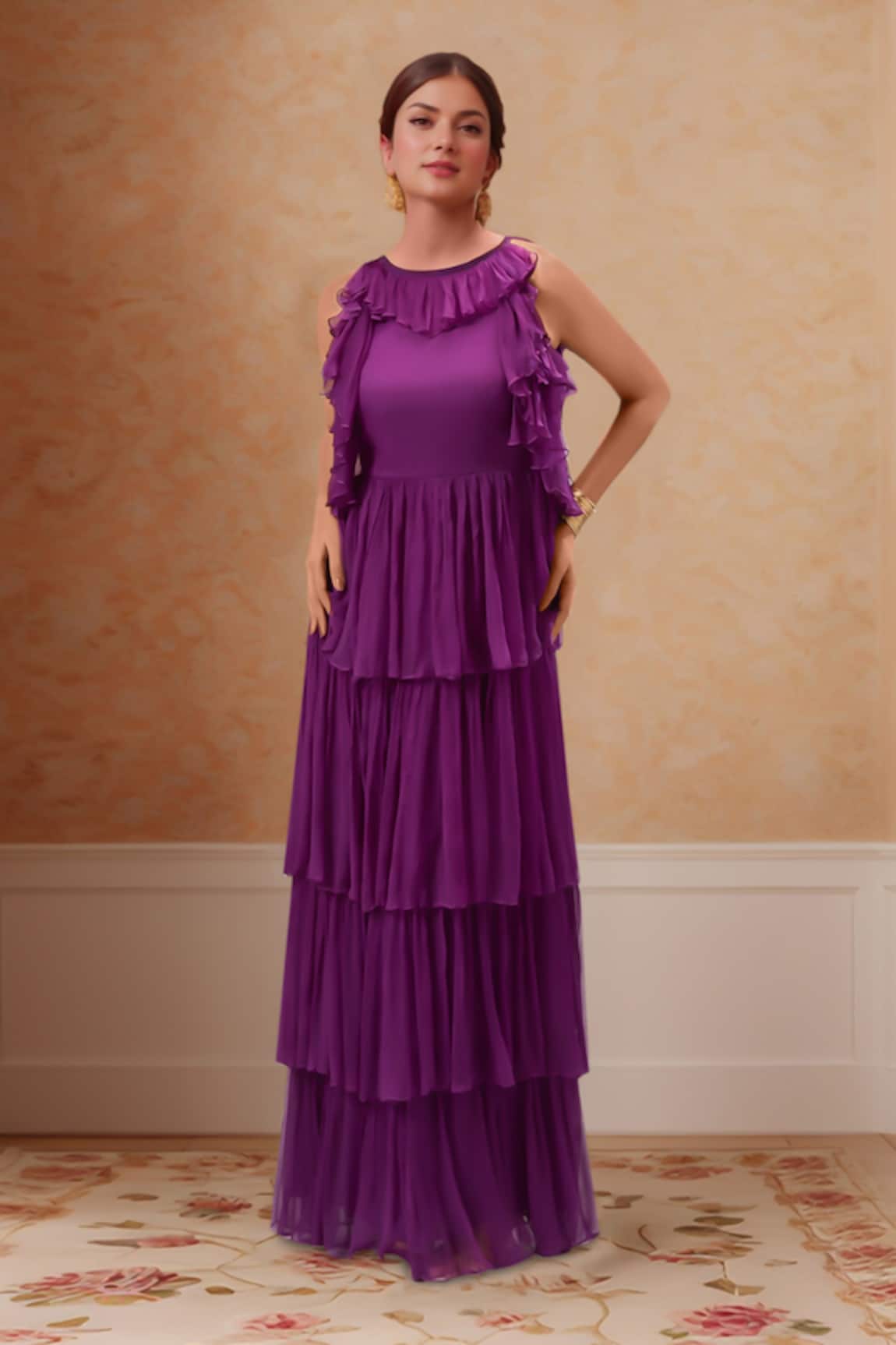 Samyukta Singhania Layered Ruffle Maxi Dress 