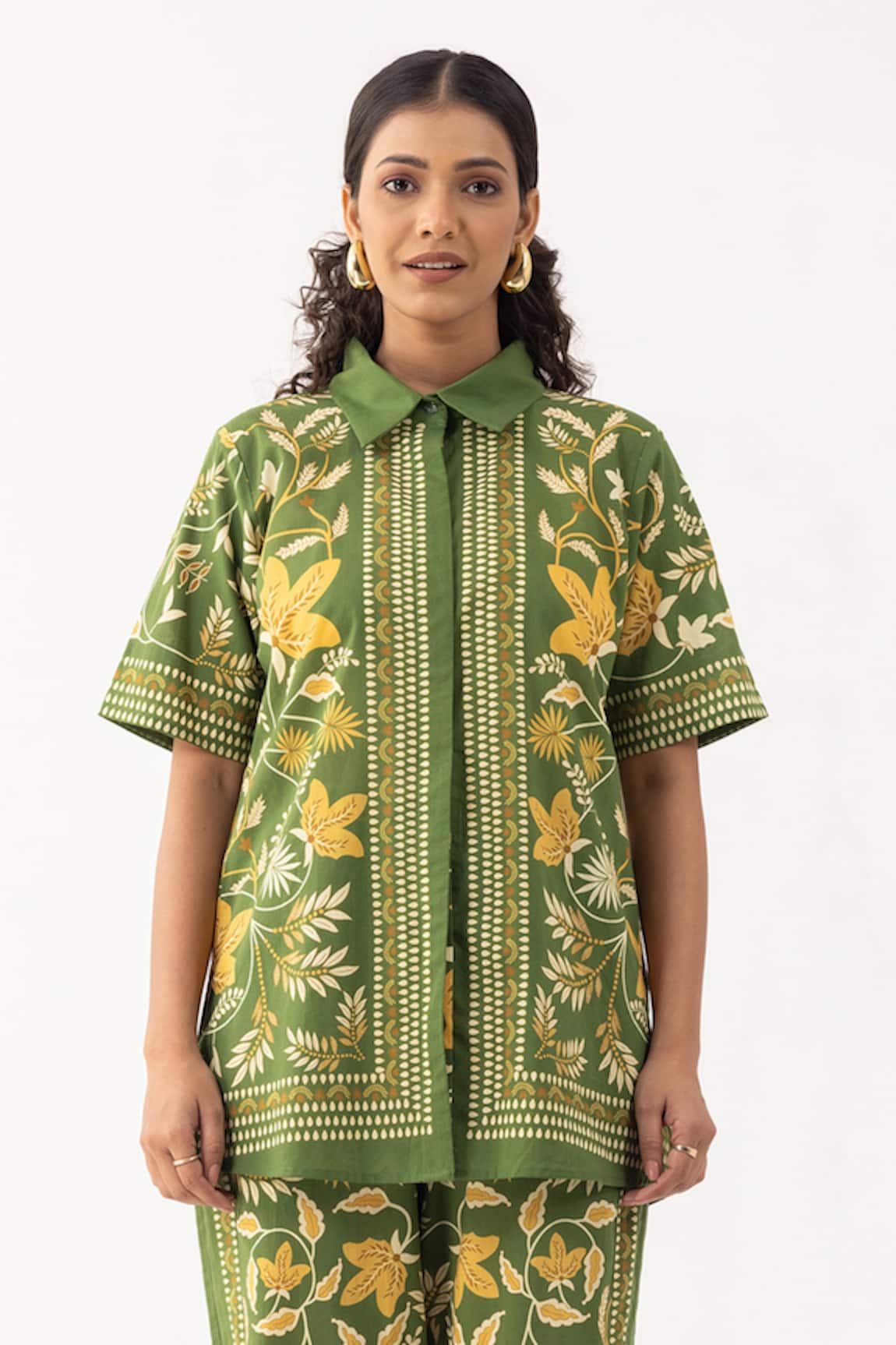 Thee Modern Roots Floral Mystic Green Shirt 