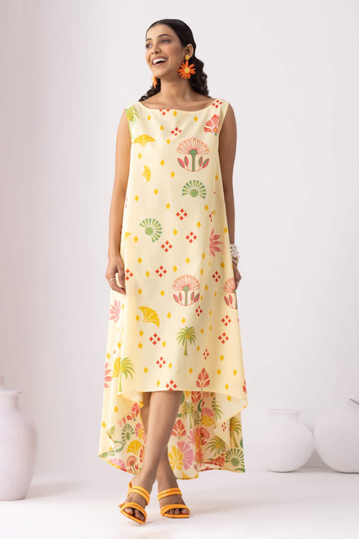 Thee Modern Roots Butter Bloom Flared Midi Dress 