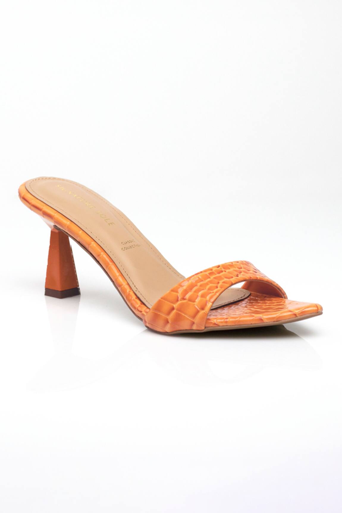 Signature Sole Tangerine Twist Sculpted Heel Mules 