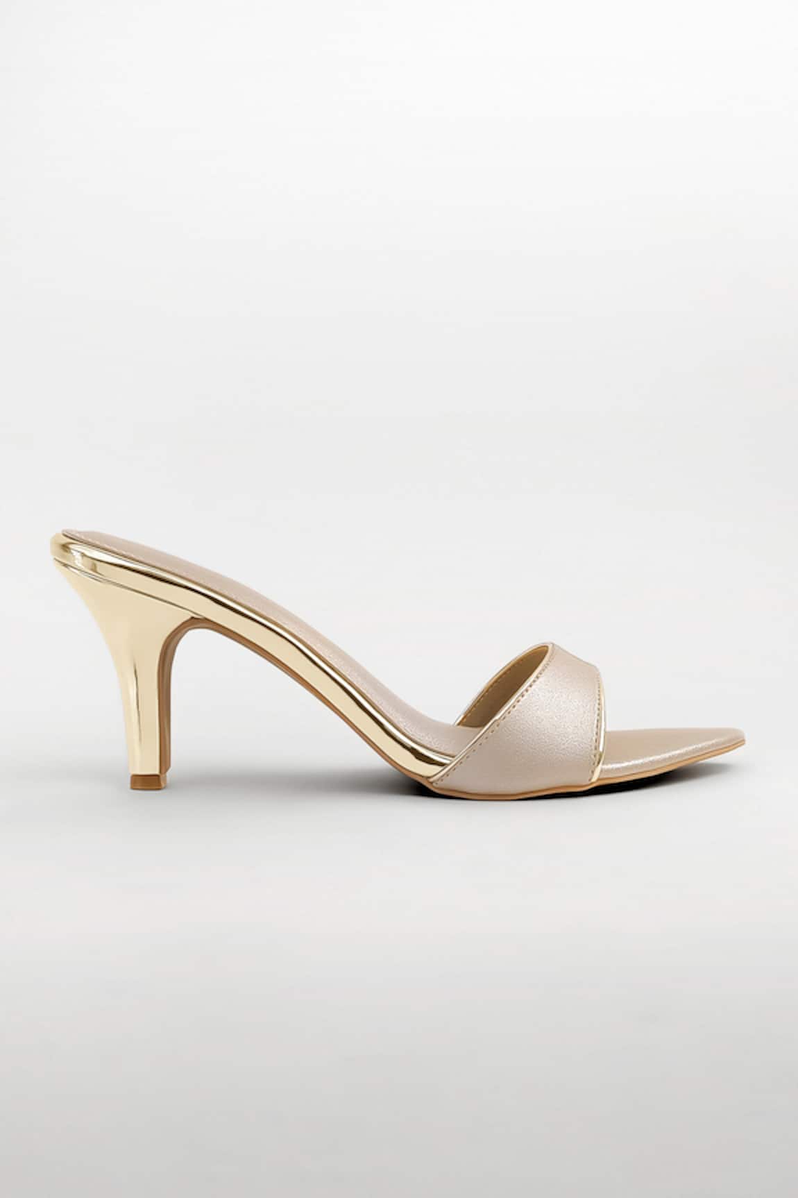 Signature Sole Champagne Shimmer Stiletto Mules