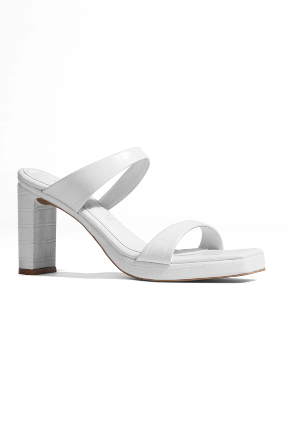 Signature Sole White Elegance Block Heel Sandals 