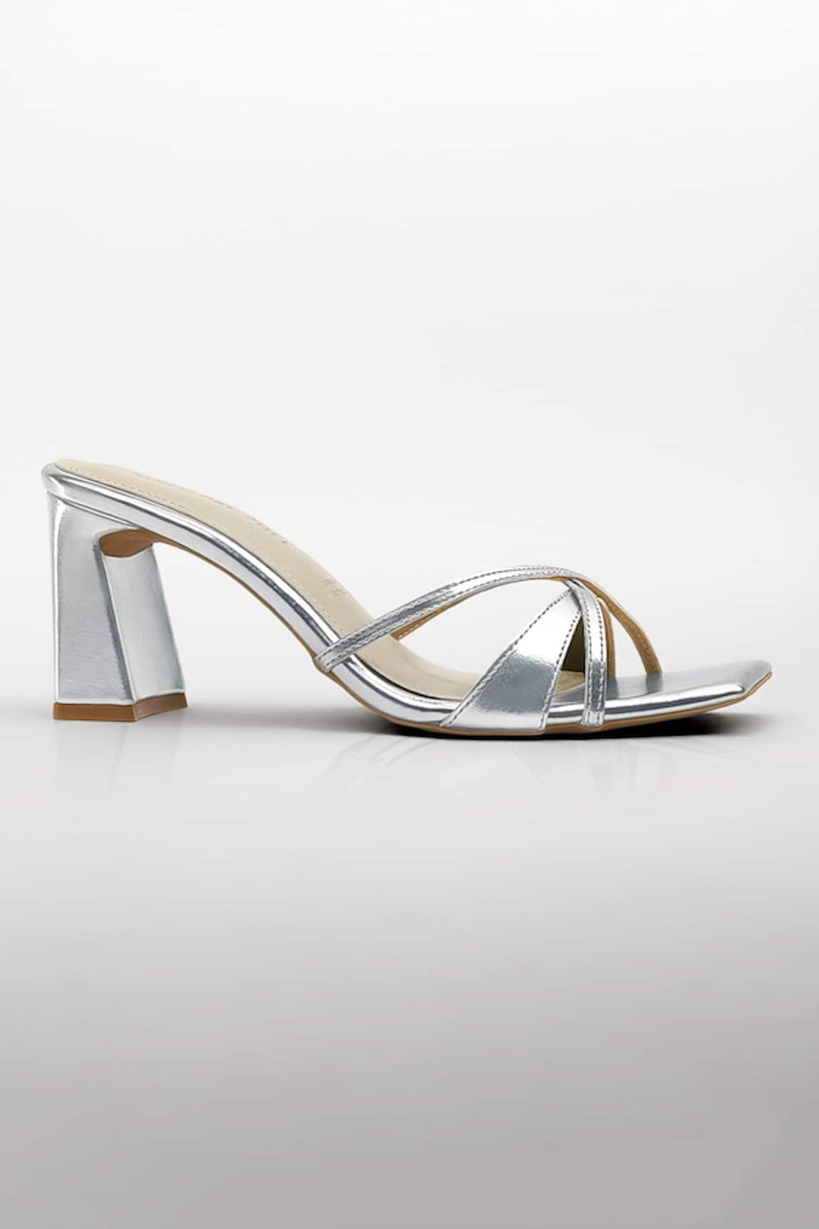 Signature Sole Silver Criss-Cross Heels 