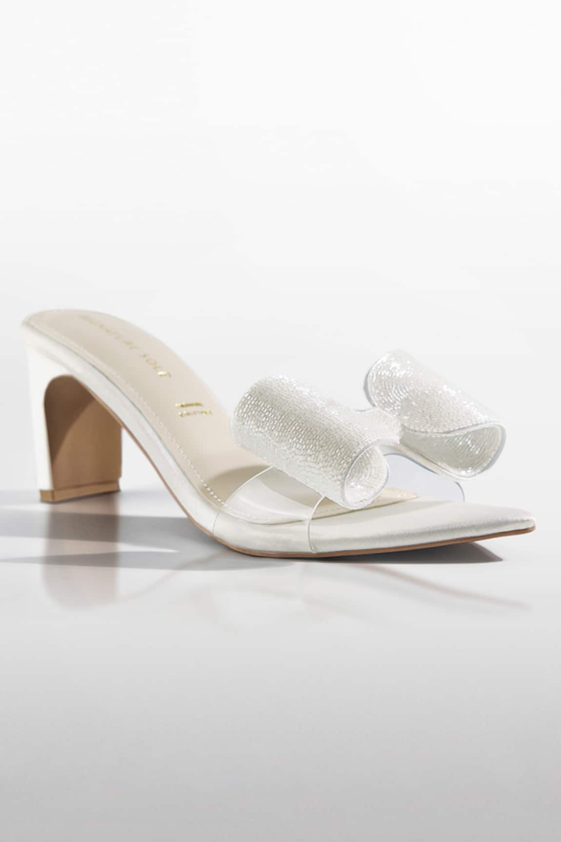 Signature Sole White Crystal Bow Heels 