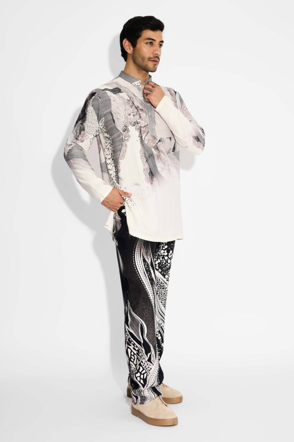 SHASHA GABA LUSH MORPH Print Ivory Short Kurta 