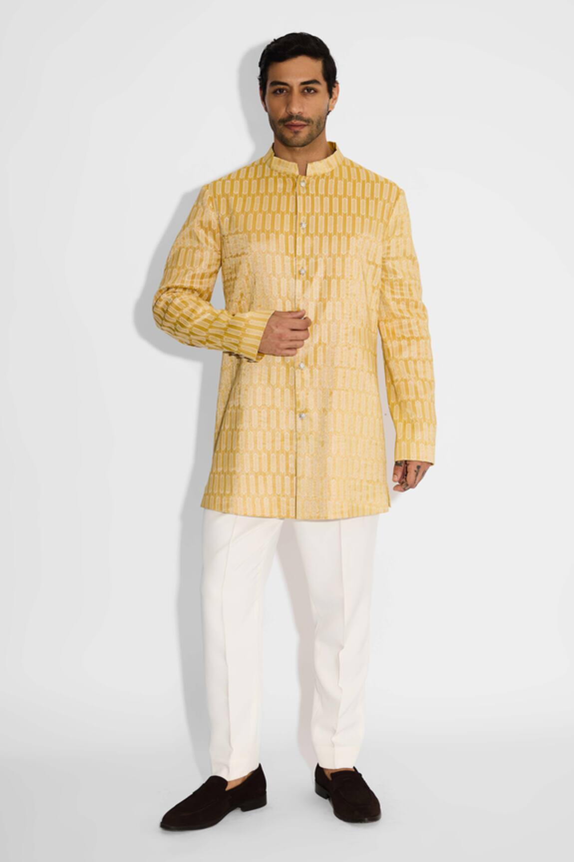 SHASHA GABA Sundrop Yellow Bandhgala 