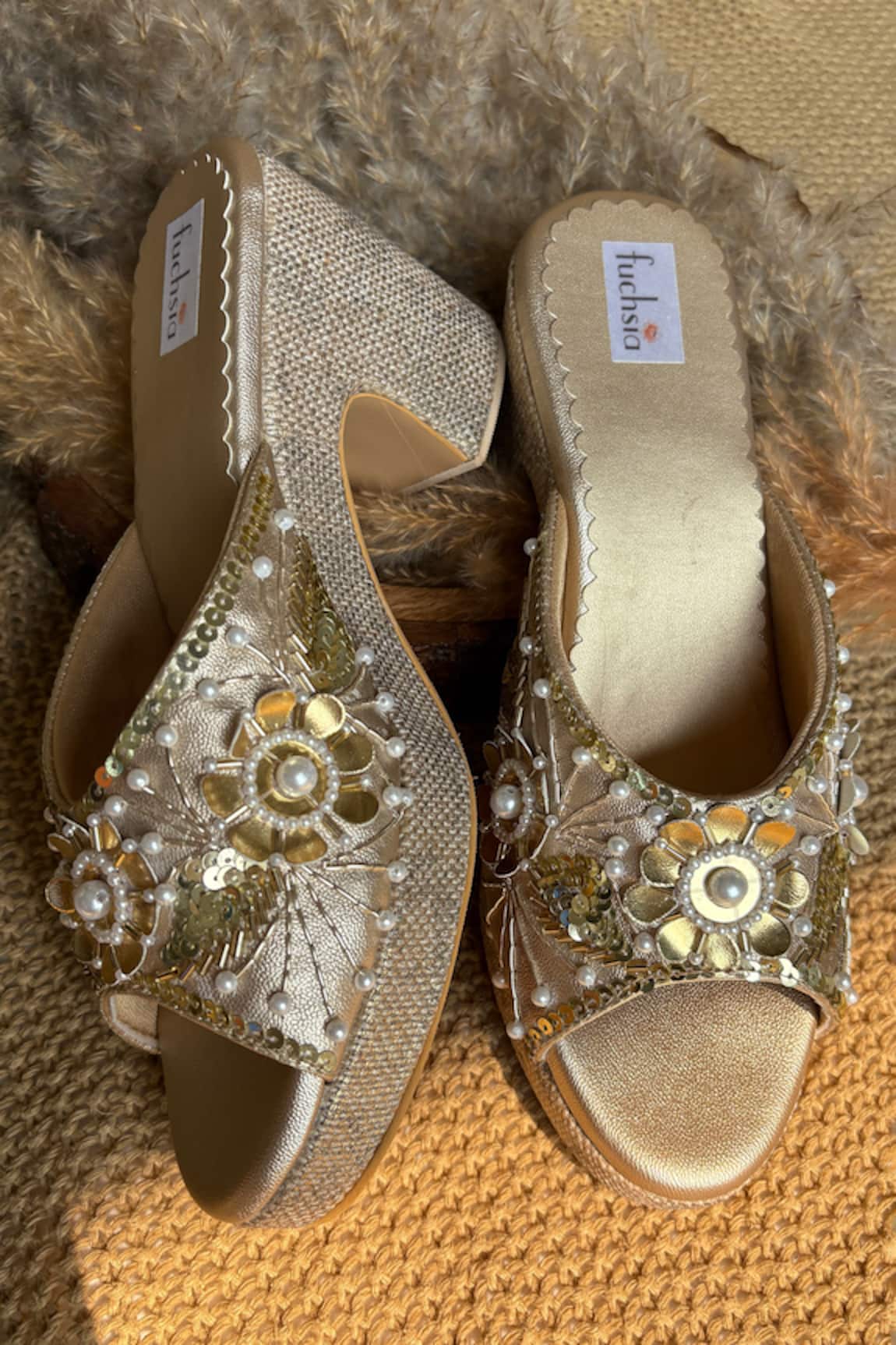 Fuchsia Designer Golden Glow Heels 