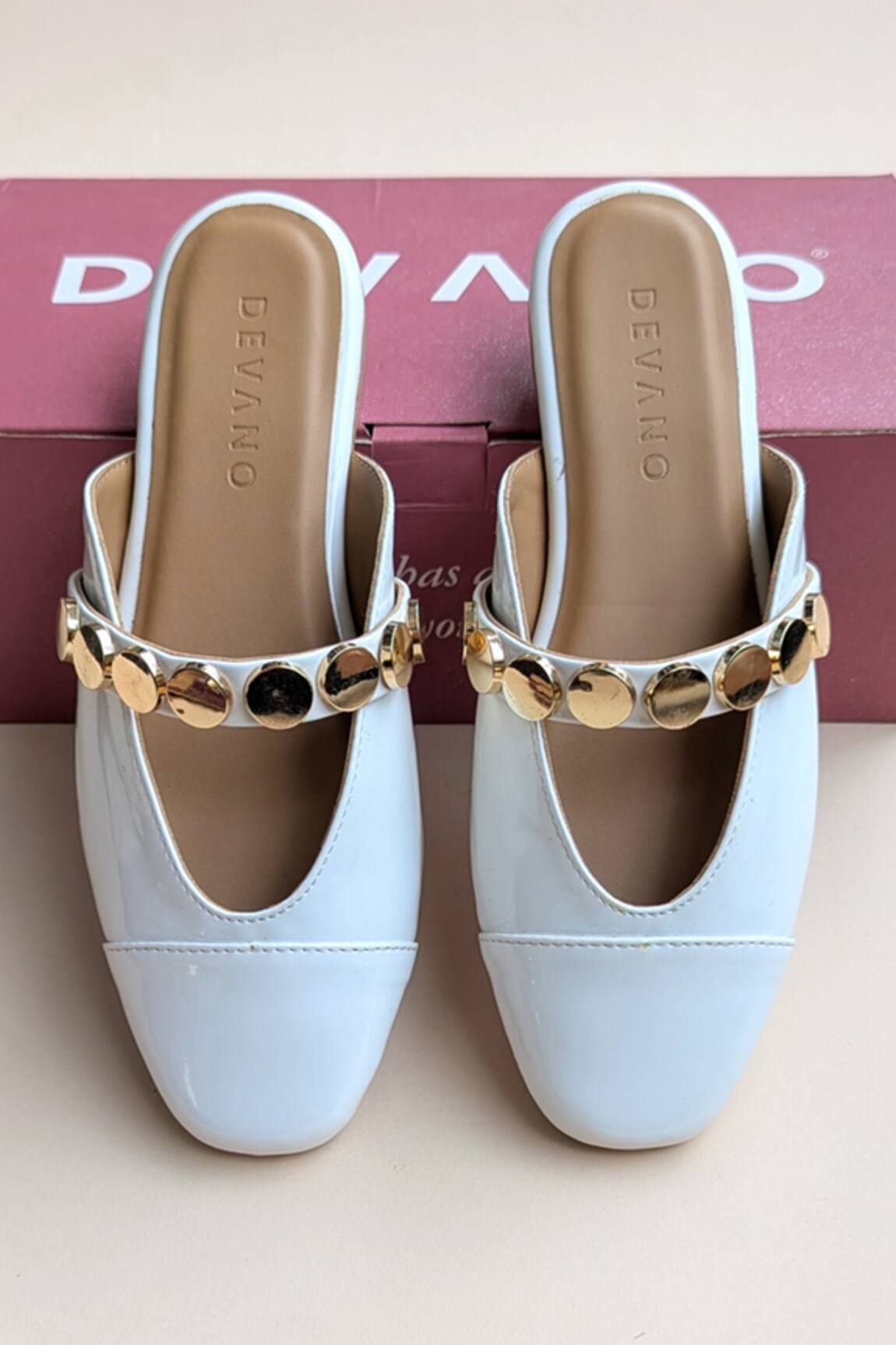 Devano Bianca Studded Mules 