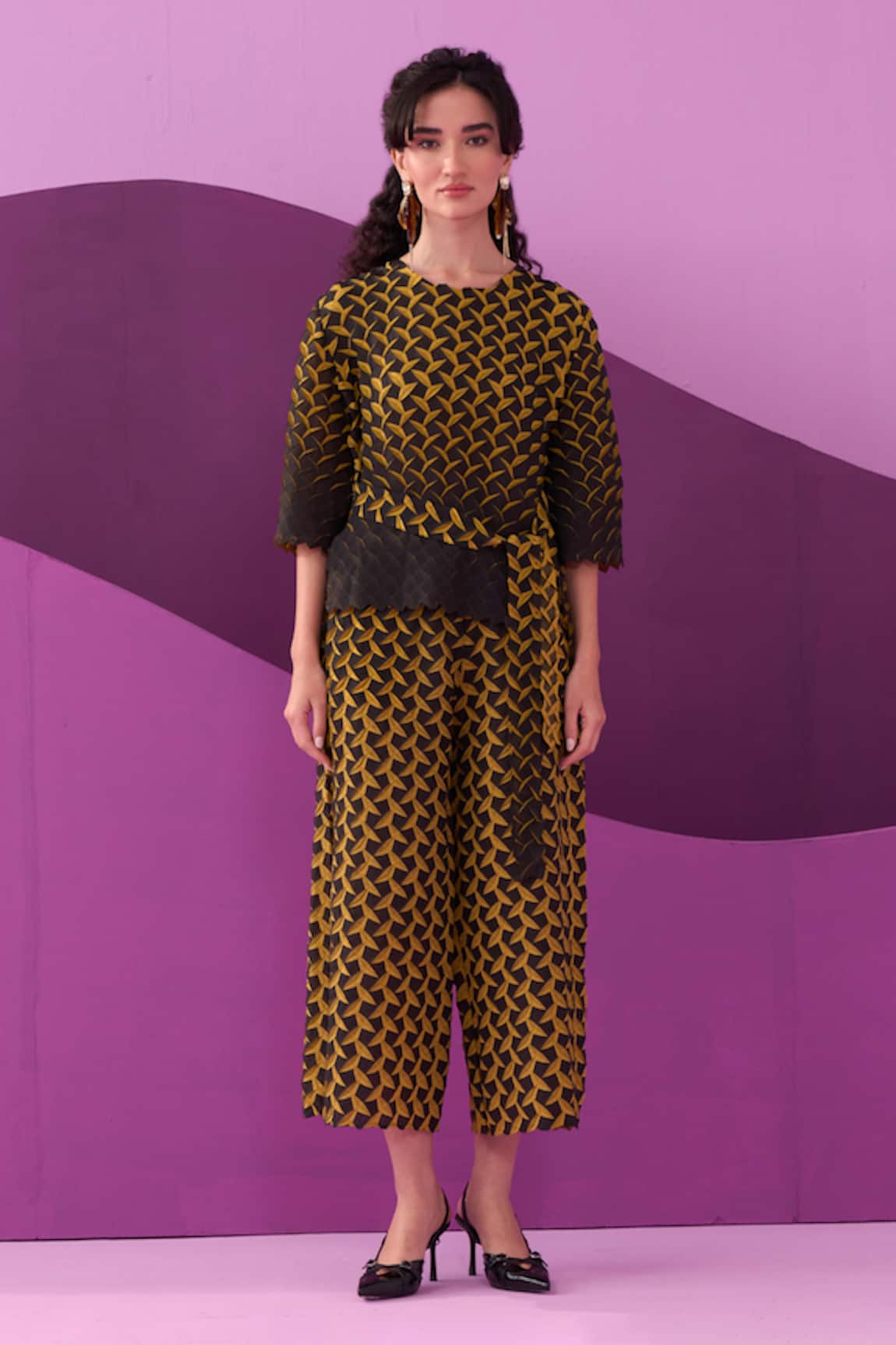 Pleats by Aruni Yellow Designer Pant Set 