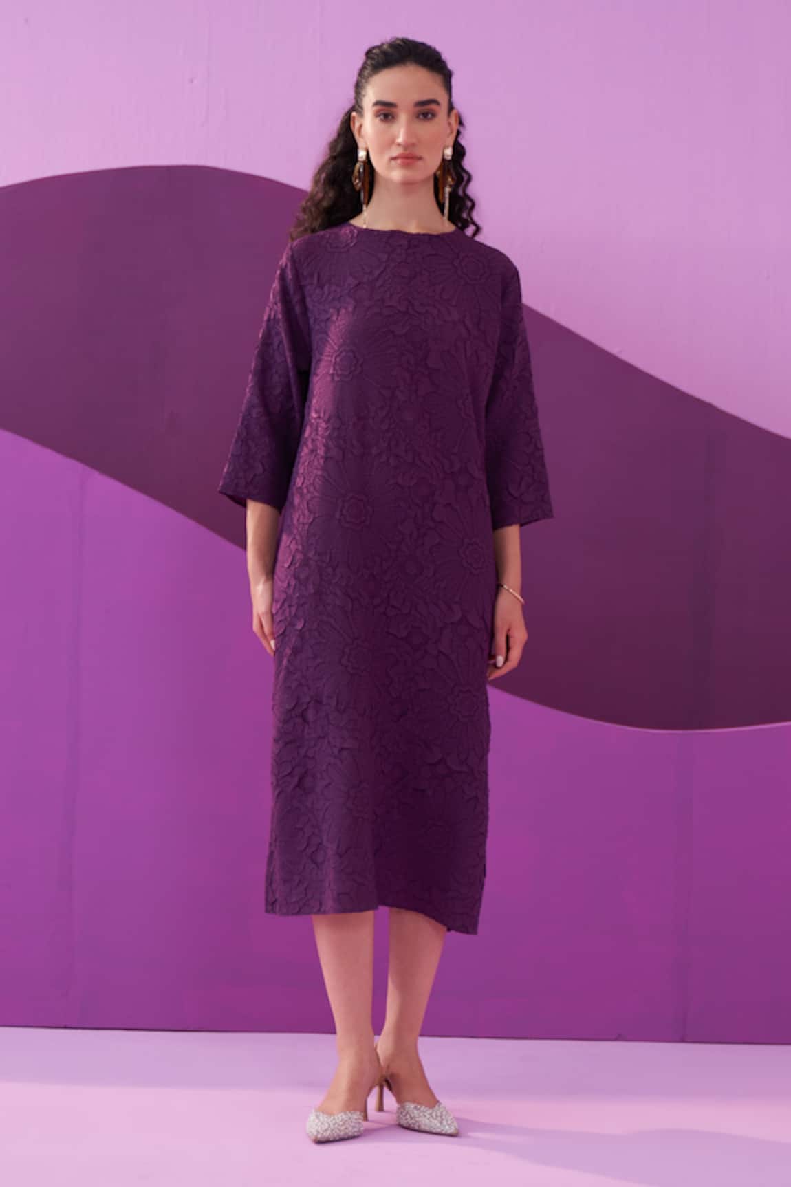Pleats by Aruni Purple Campania Midi Dress 
