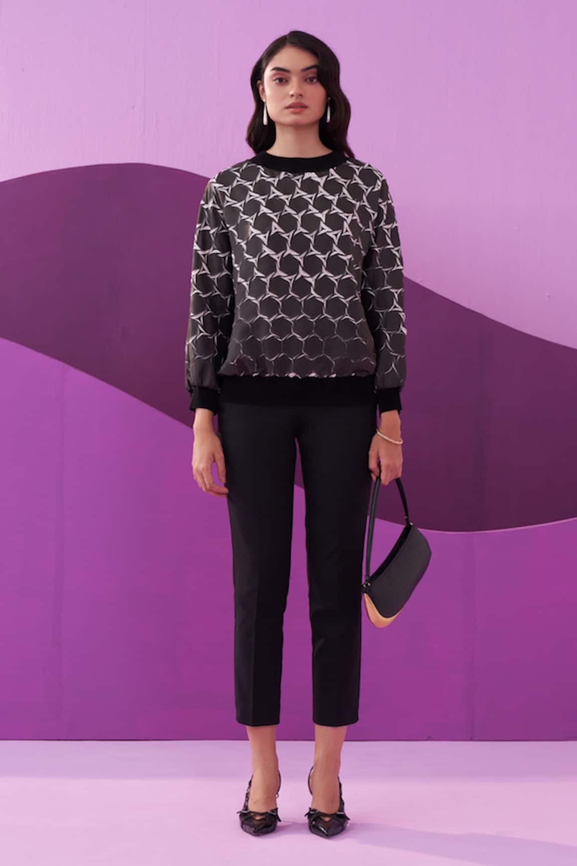 Pleats by Aruni Black Angna Top 