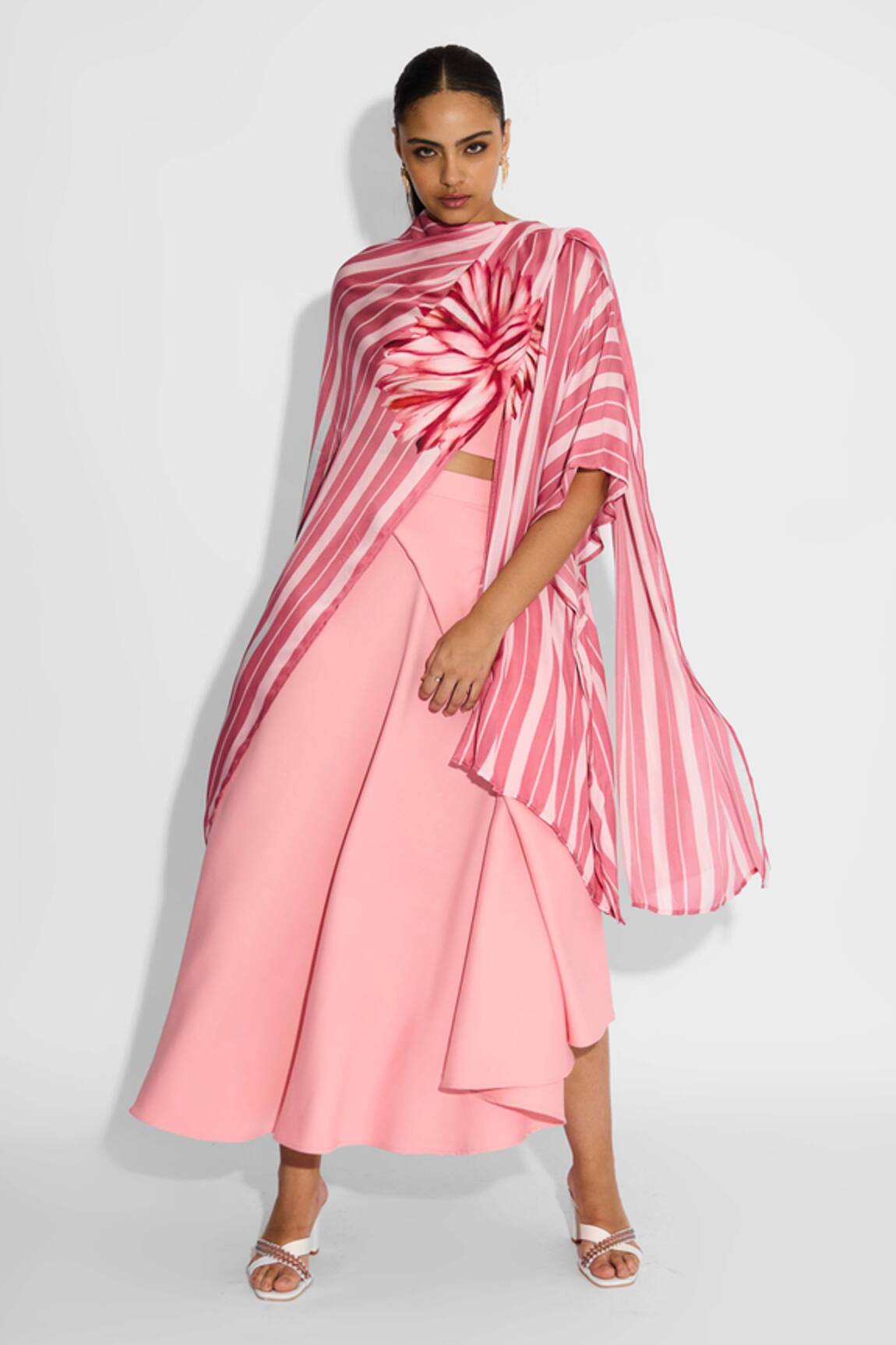 SHASHA GABA Striped Wrap Style Shrug