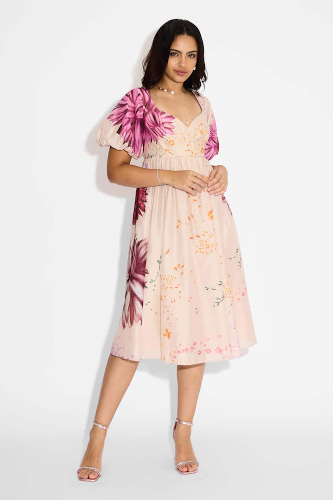 SHASHA GABA Floral Midi Dress 