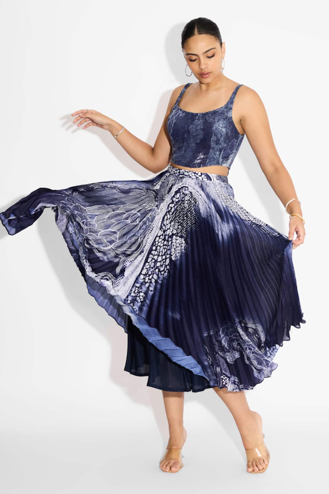 Shasha Gaba Swirl Blue Sequin Corset 