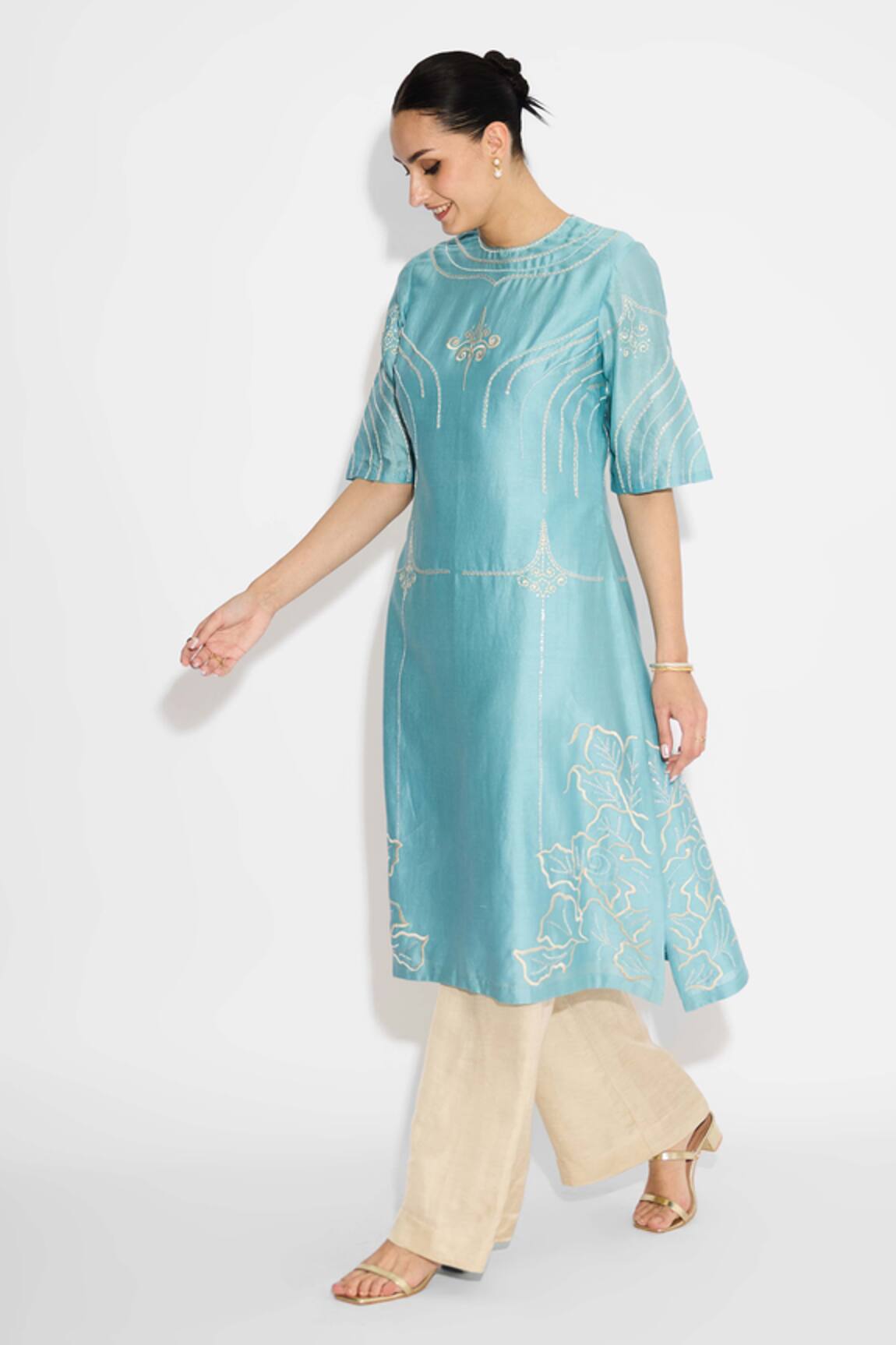 SHASHA GABA Aqua Flare Kurta 