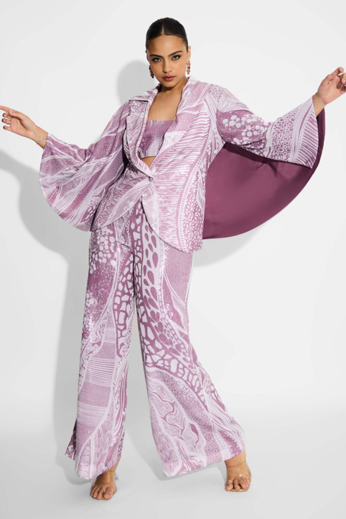 SHASHA GABA Amorphous Dusty Purple Sequin Pant 