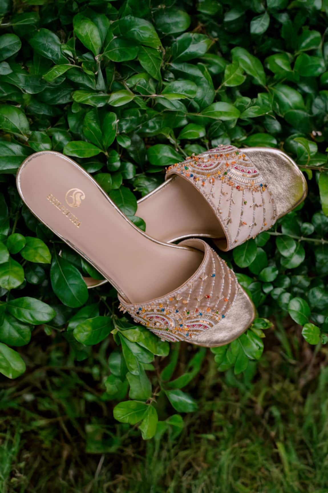 Shilpsutra Gold Embroidered Designer Flats