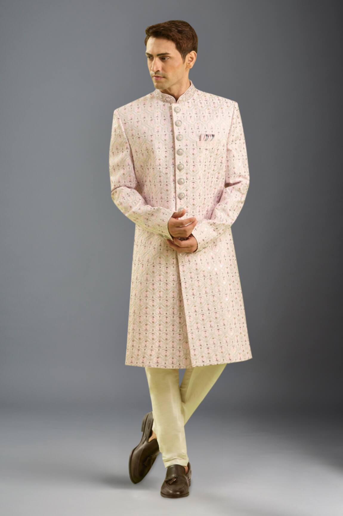 Arihant Rai Sinha Embroidered Pink Sherwani With Chudidar 