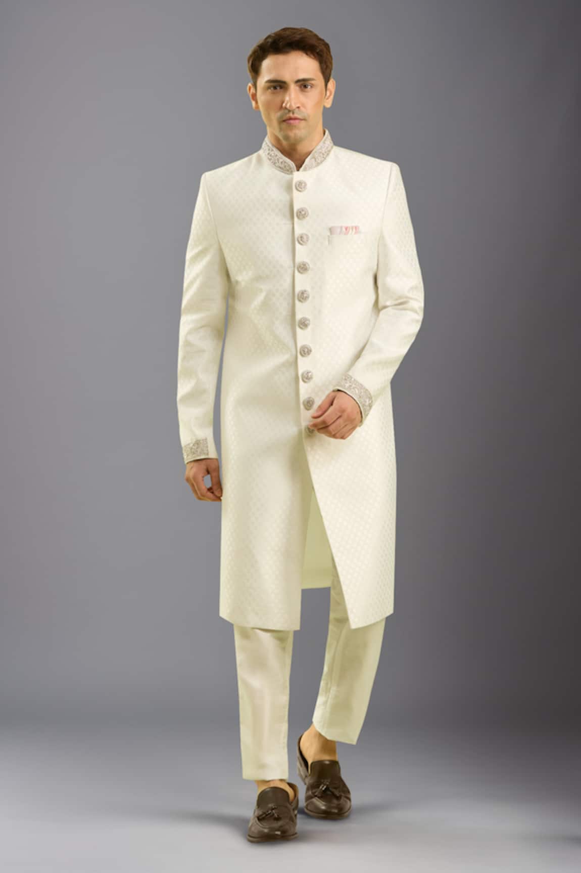 Arihant Rai Sinha Jacquard Banarasi Silk Sherwani Set 