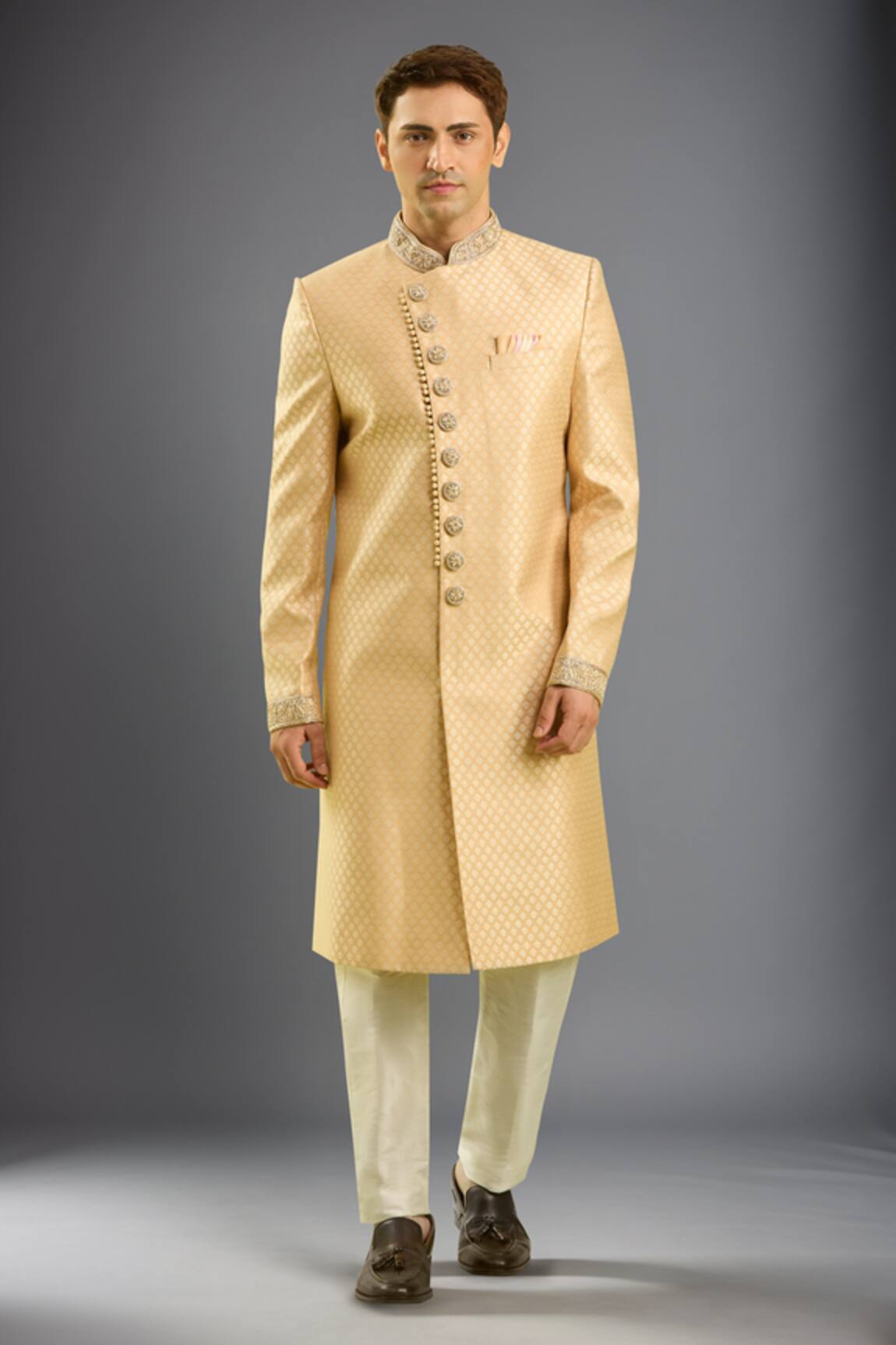 Arihant Rai Sinha Jacquard Banarasi Silk Sherwani Set 