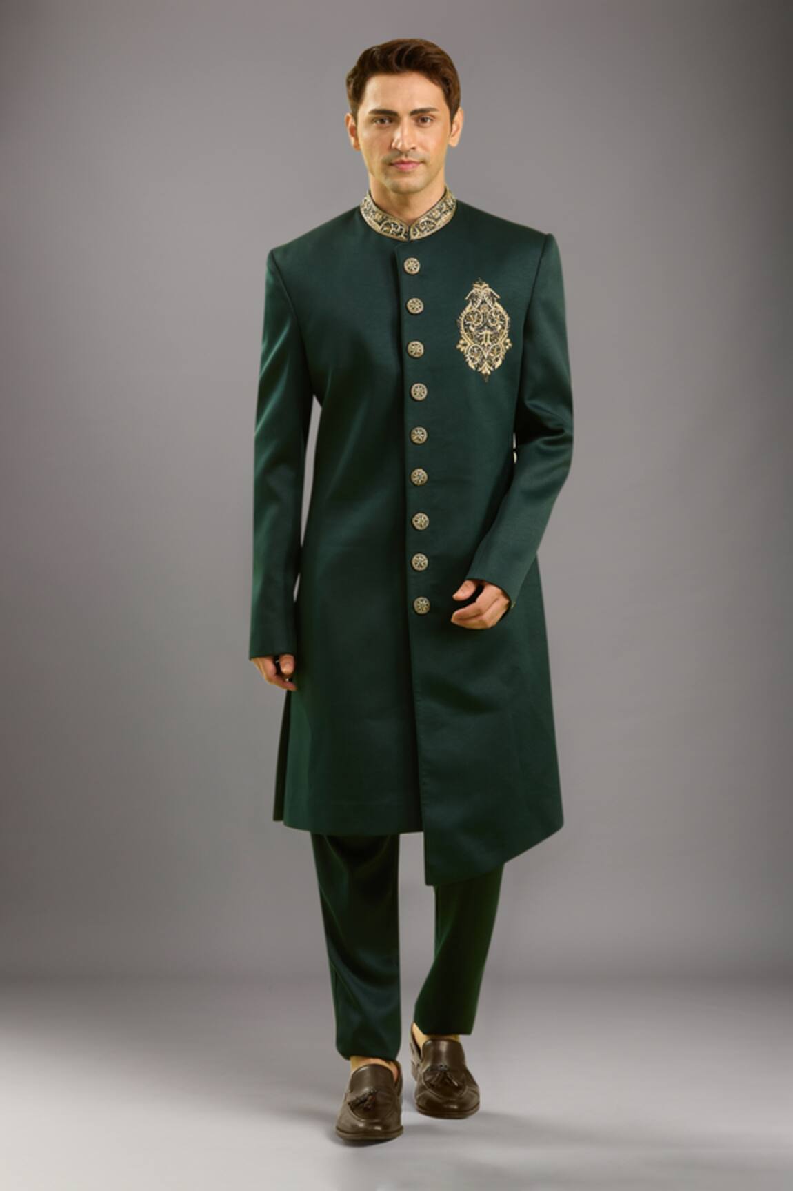 Arihant Rai Sinha Green Embroidered Sherwani Set 