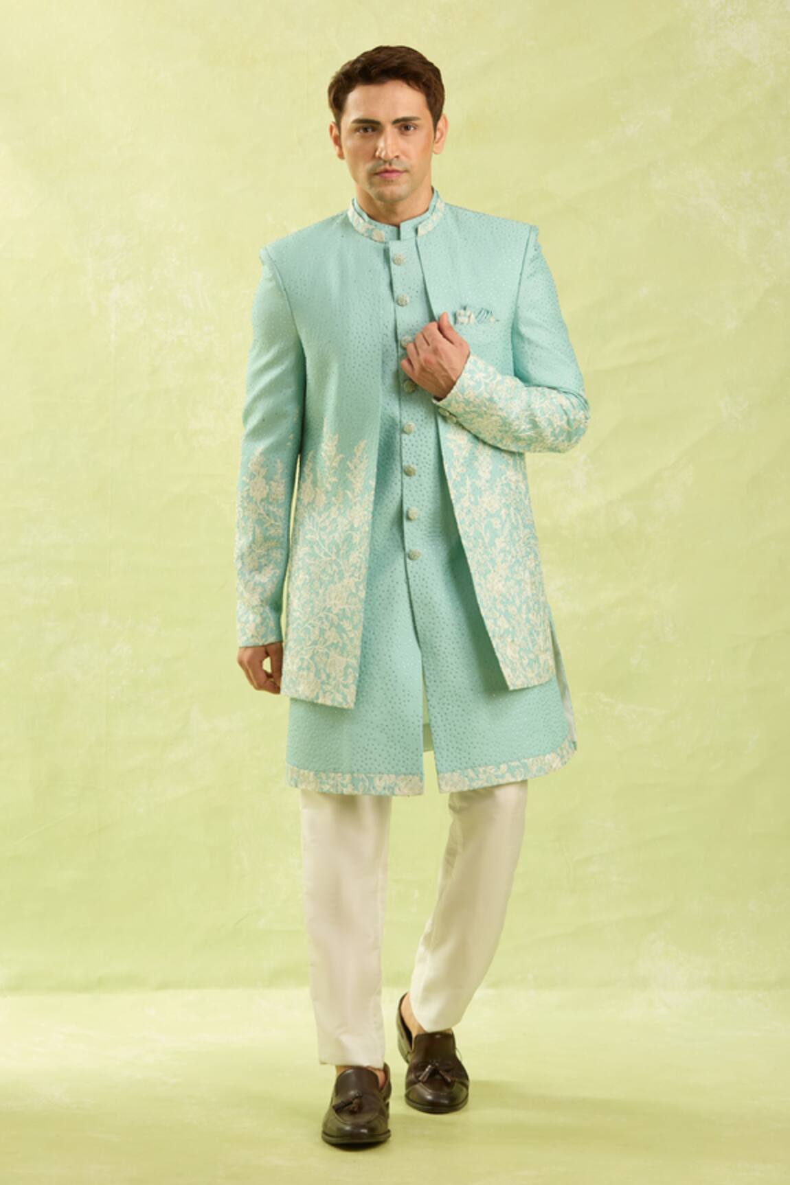 Arihant Rai Sinha Pattern Work Jacket Set 