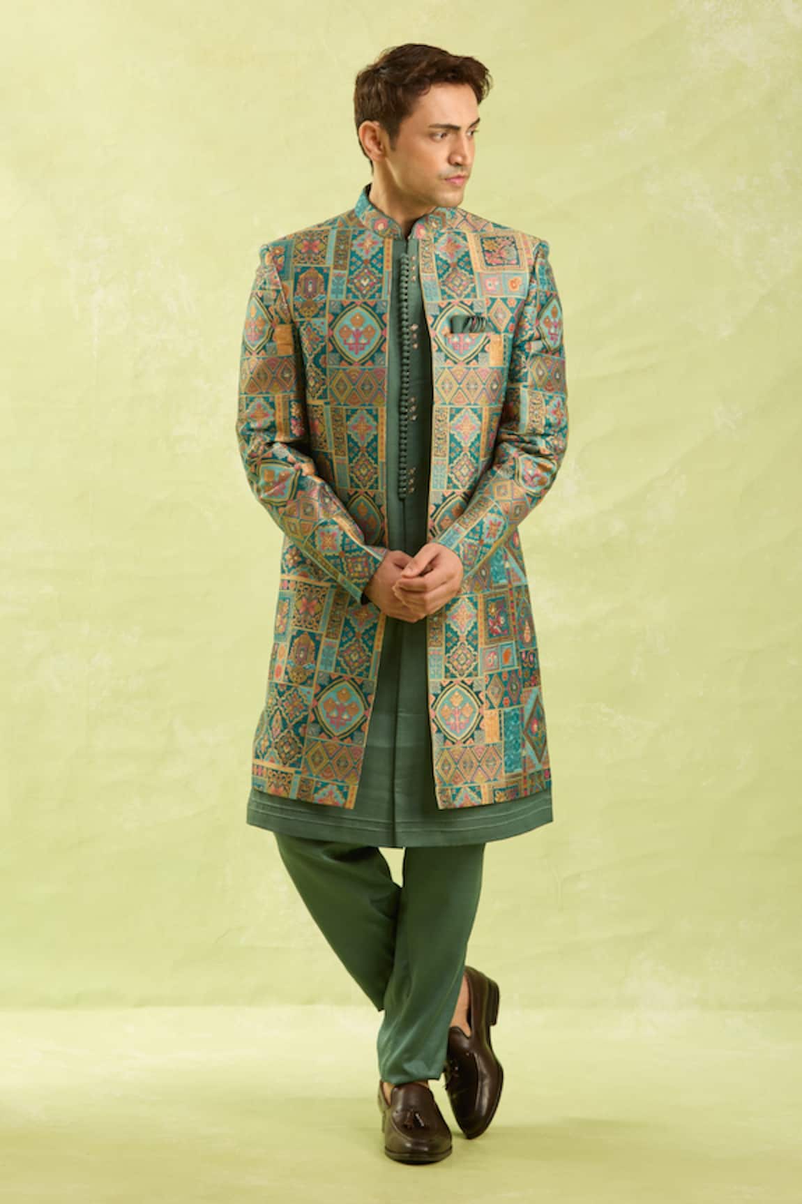 Arihant Rai Sinha Multi Color Jacquard Art Silk Jacket Set 