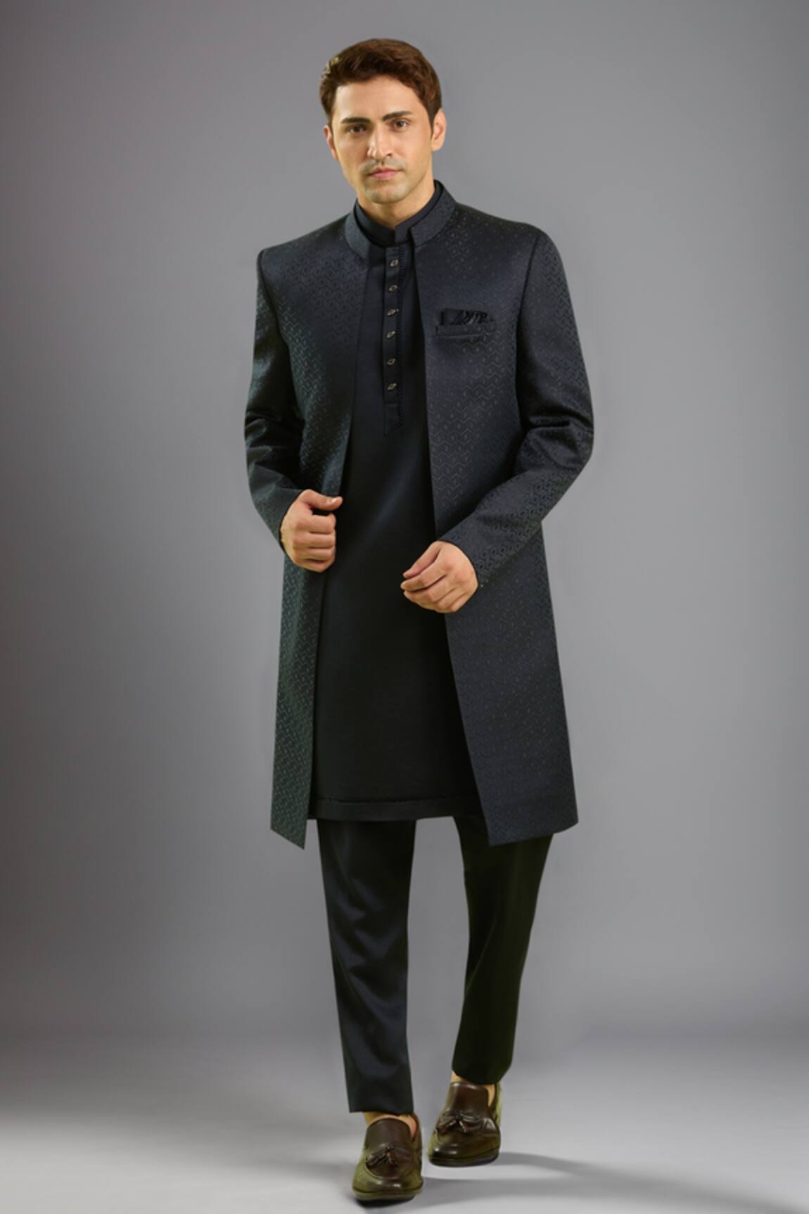 Arihant Rai Sinha Pattern Jacquard 3 Piece Jacket Set