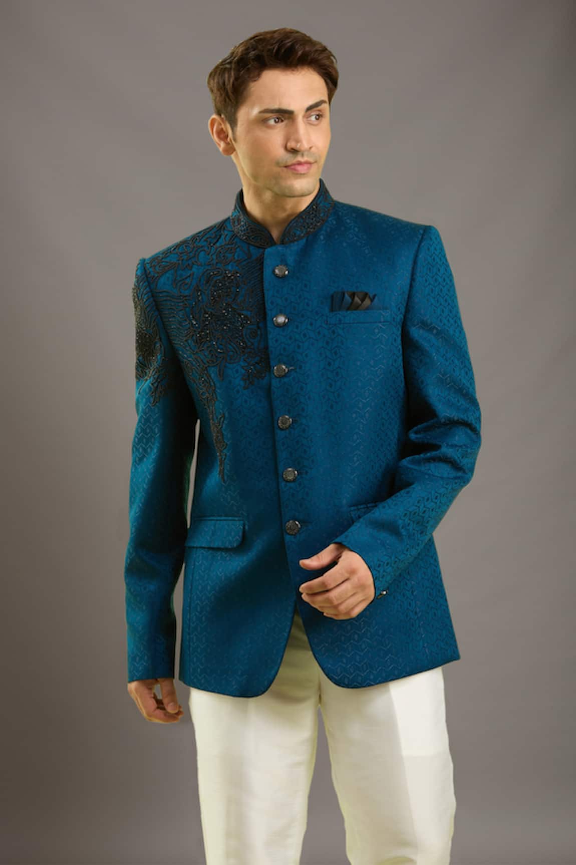 Arihant Rai Sinha Blue Embroidered Jodhpuri Bandhgala 
