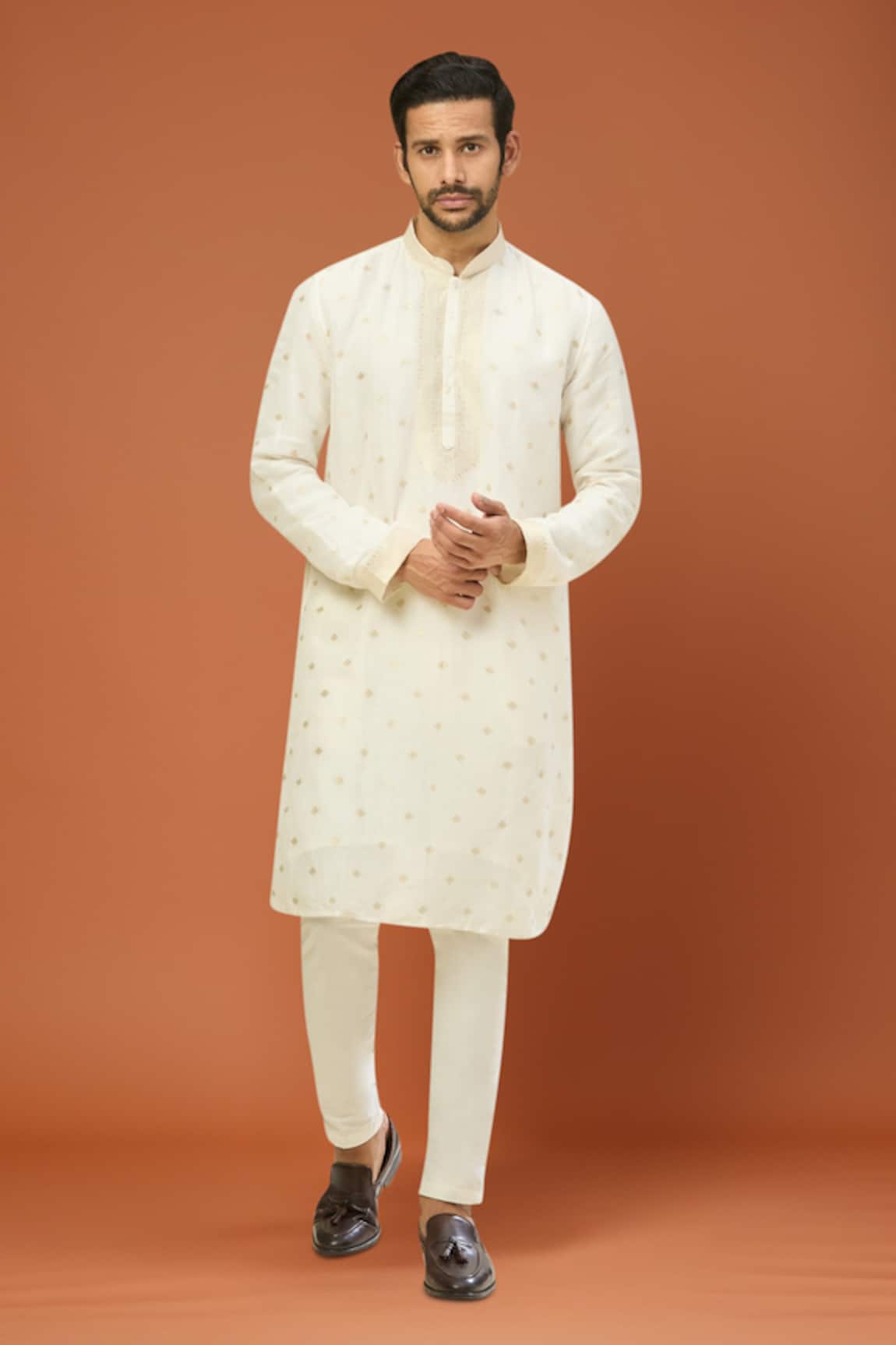 Arihant Rai Sinha White Benaras Silk Kurta Set 