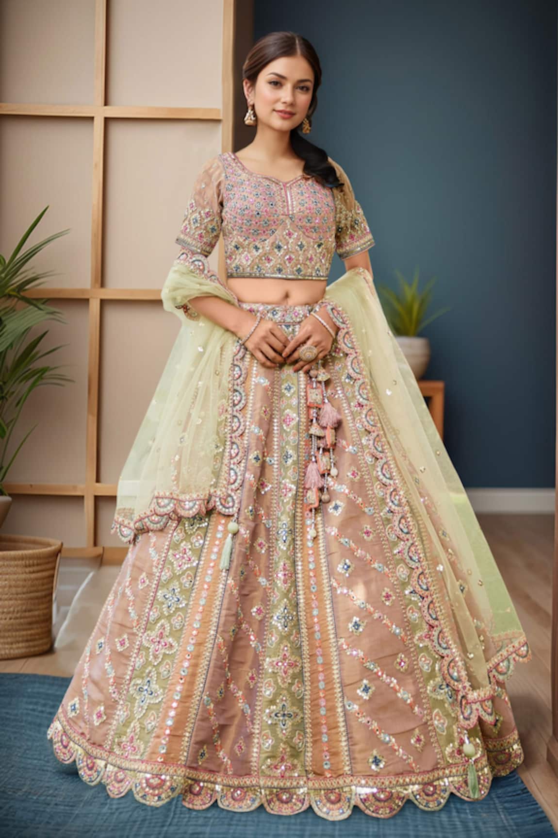 Samyukta Singhania Embroidered Multi Color Classic Lehenga Set 