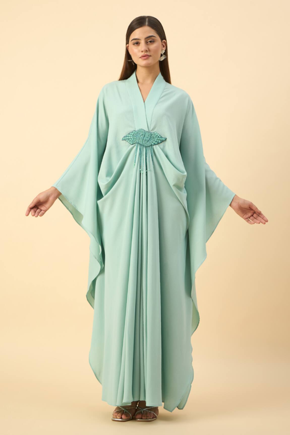 Aakaar Aqua Blue Designer Kaftan & Pant Set 
