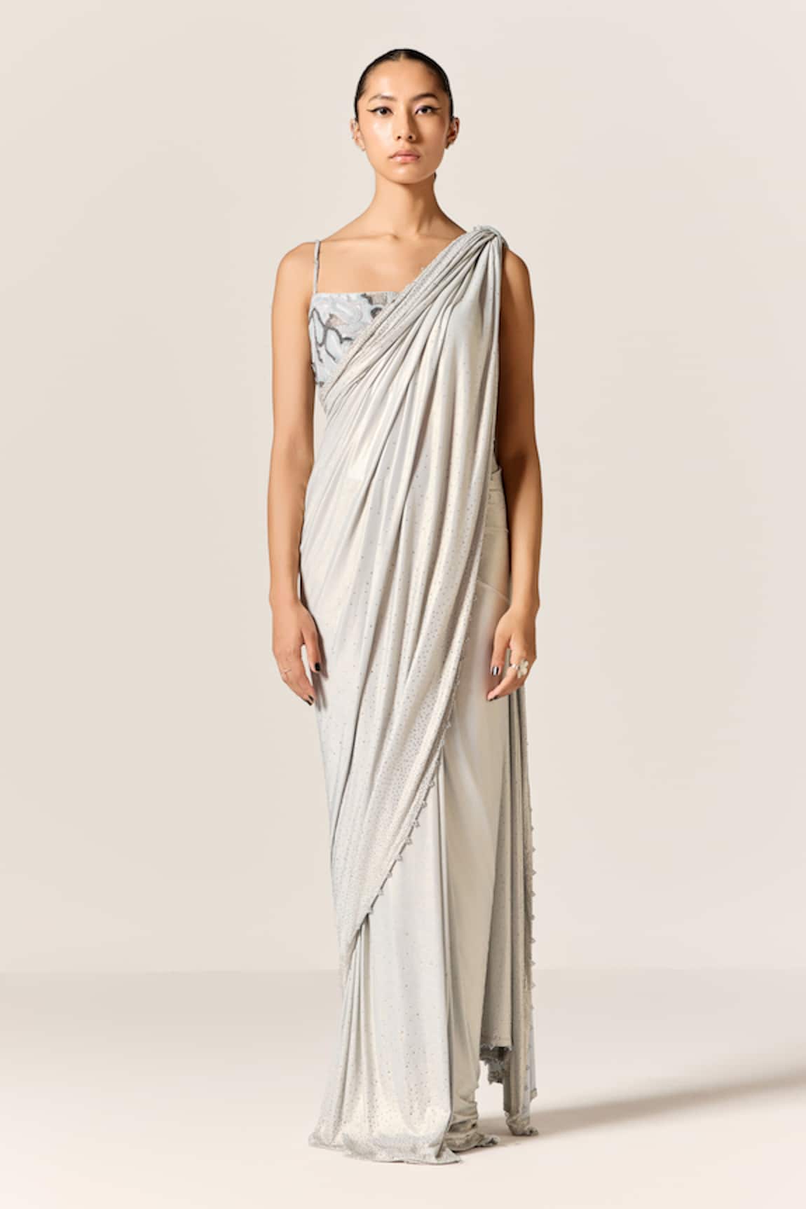 Manika Nanda Studded Pre-Draped Saree Set 