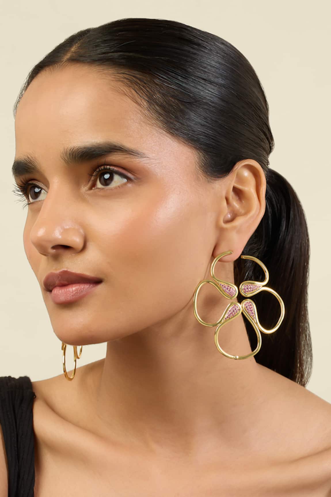 Isharya Rosy Radiant Gold Plated Earrings 