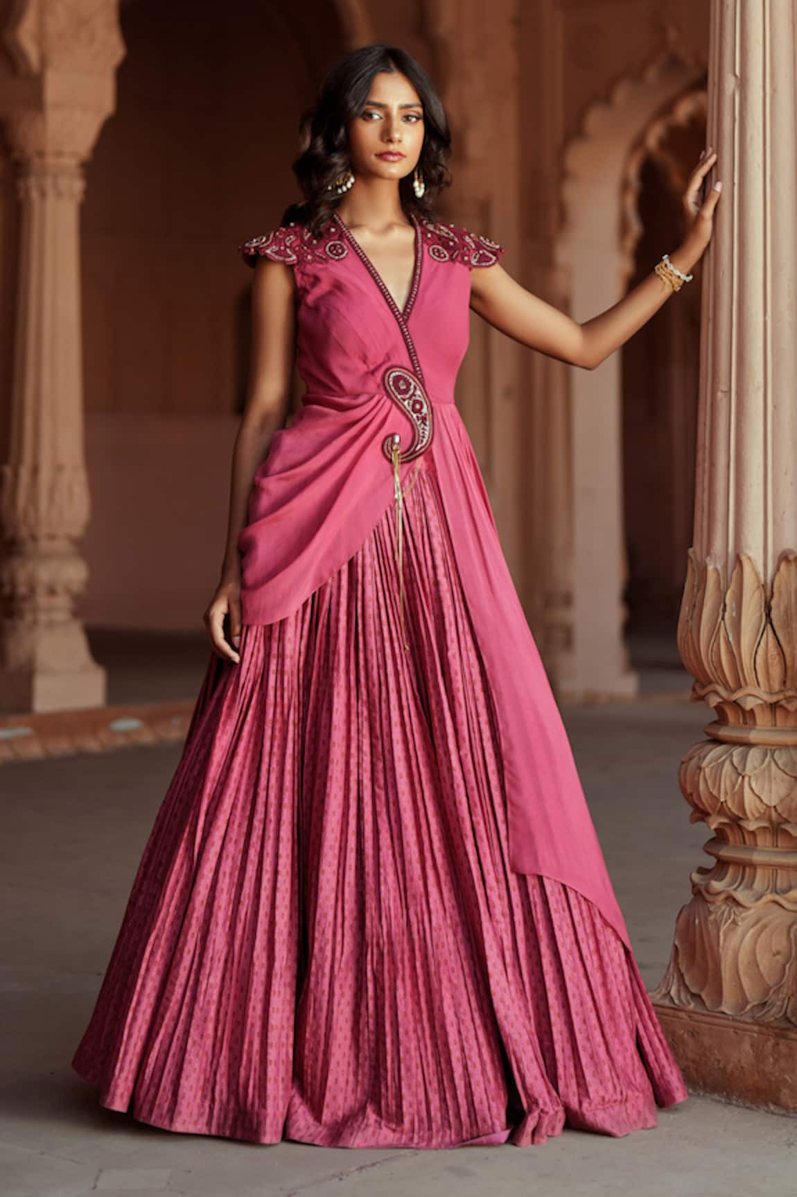 Isha Gupta Tayal Designer Pink Fusion Lehenga Set 
