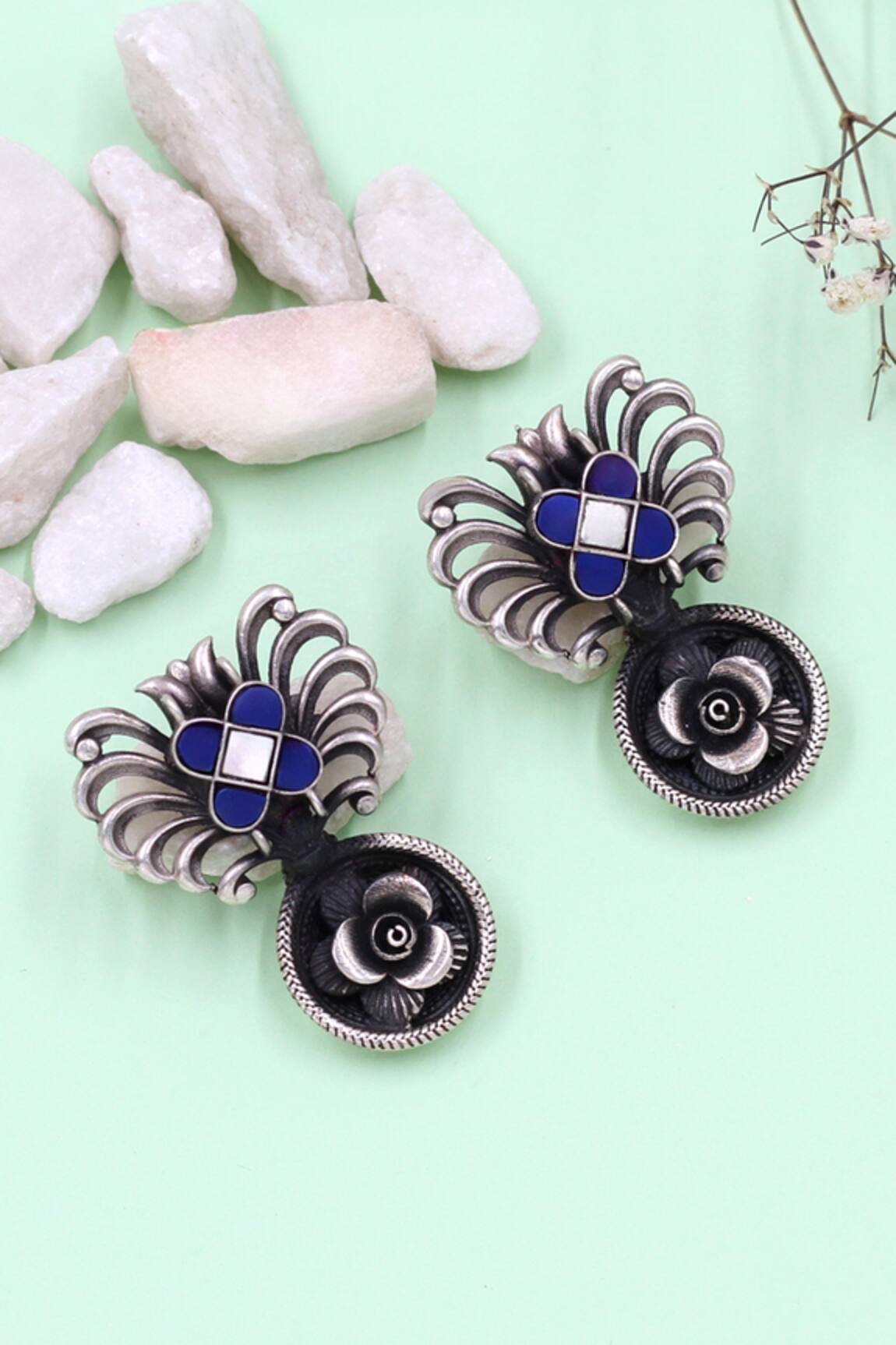 Sangeeta Boochra Handcrafted Silver Earrings 