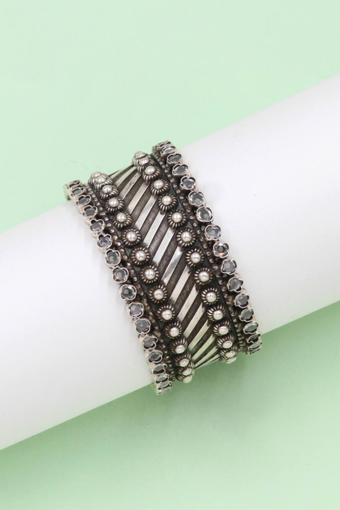 Sangeeta Boochra Timeless Silver Kundan Bangle 